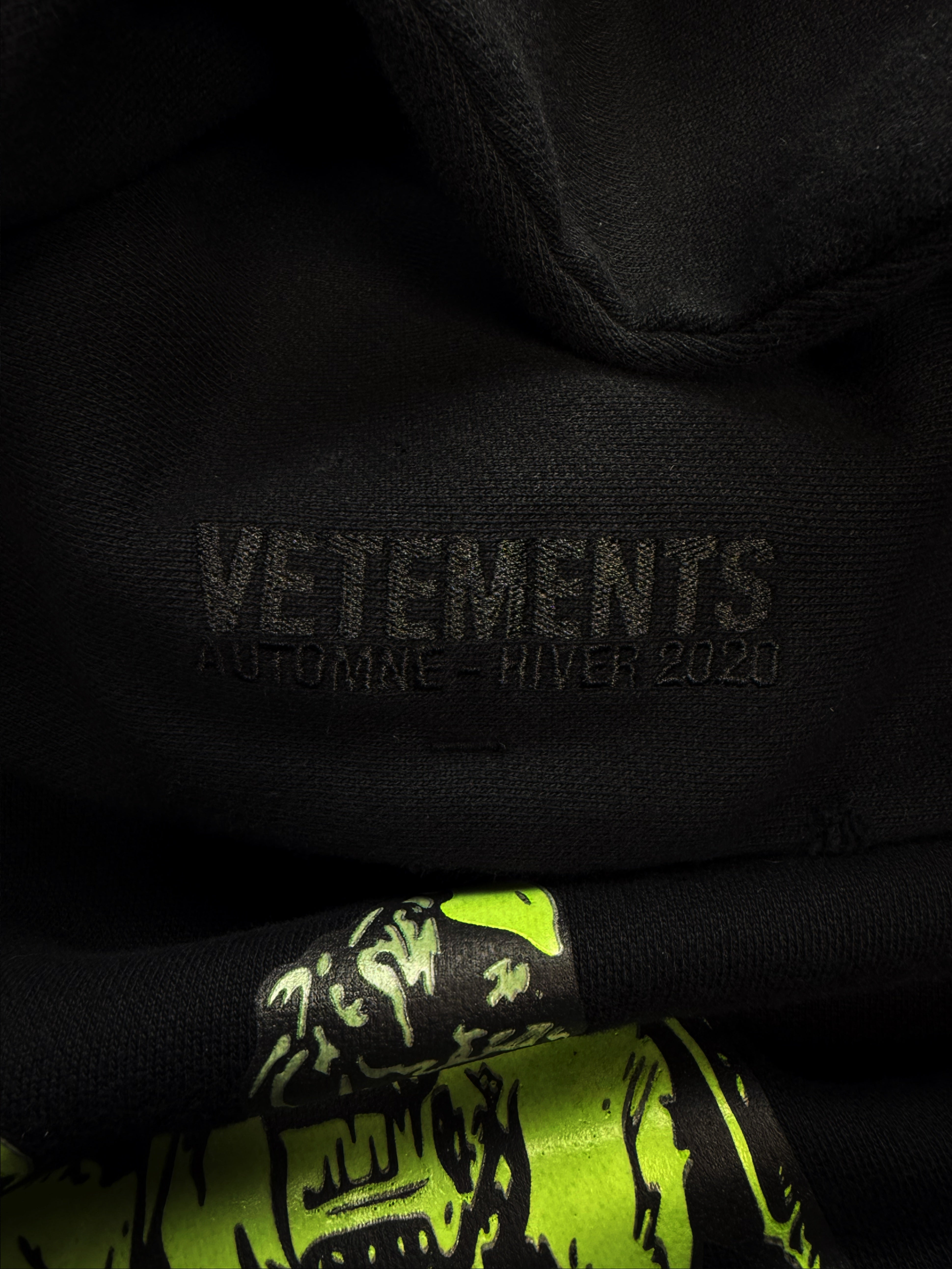 AW20 Vetements ‘Silk Road’ Embroidered Black Oversized Hoodie