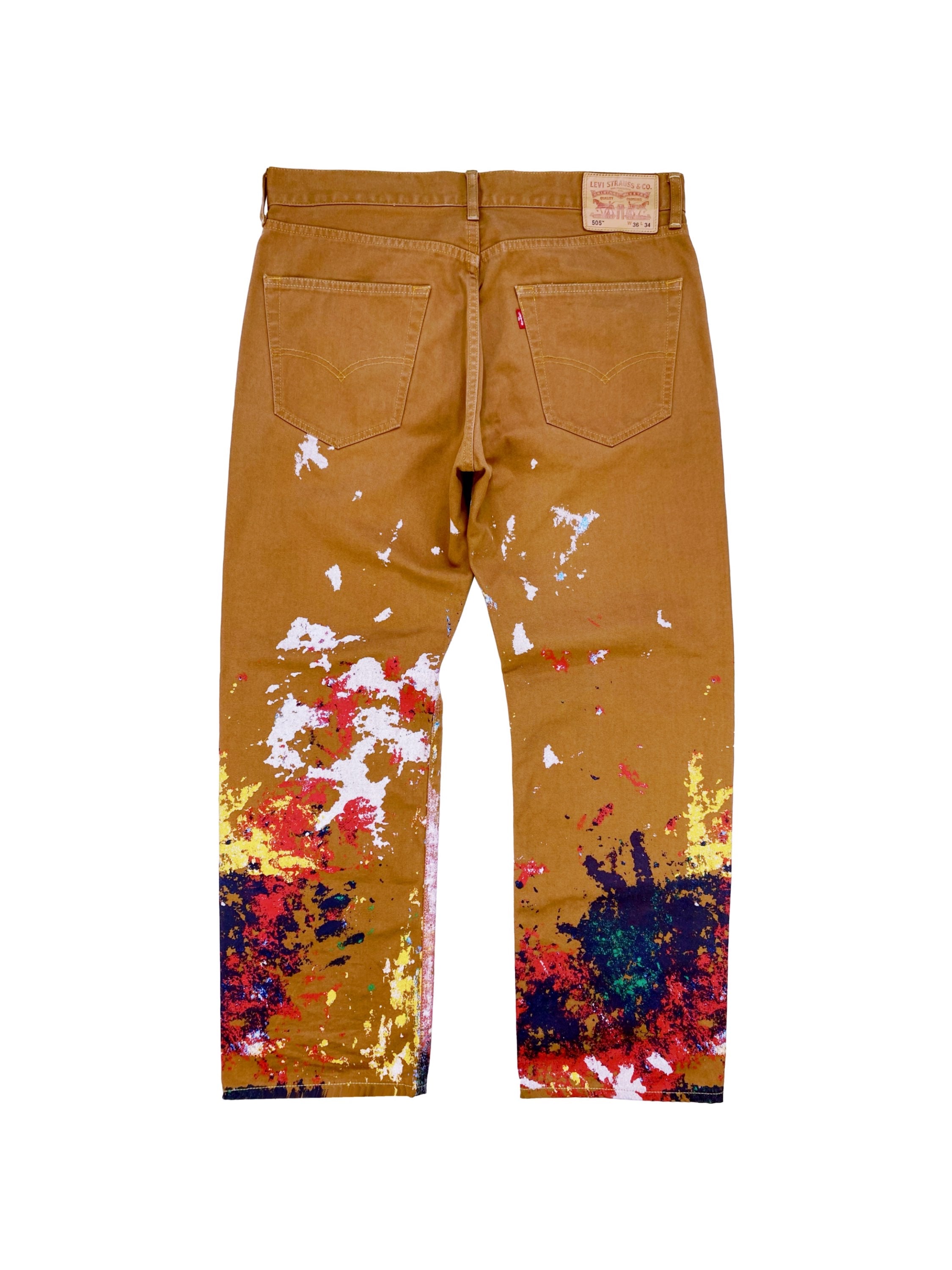 SS18 Junya Watanabe X Levi’s 505 Khaki Paint Splatter Denim