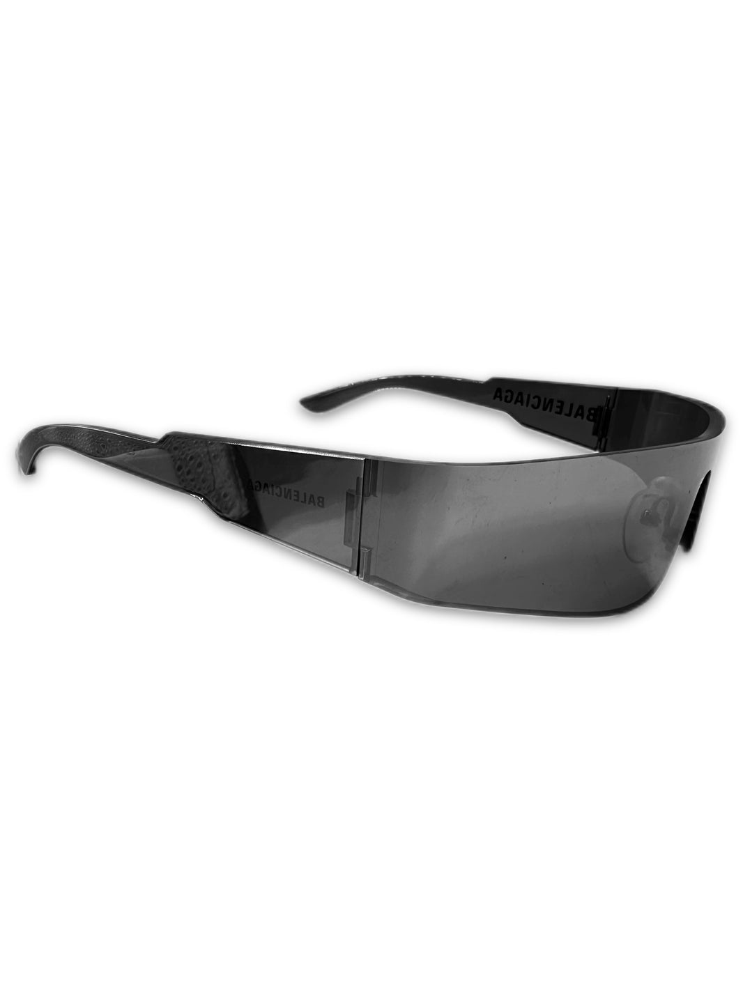 Balenciaga ‘Mono’ Rectangle Shield Dark Tint Rimless Sunglasses
