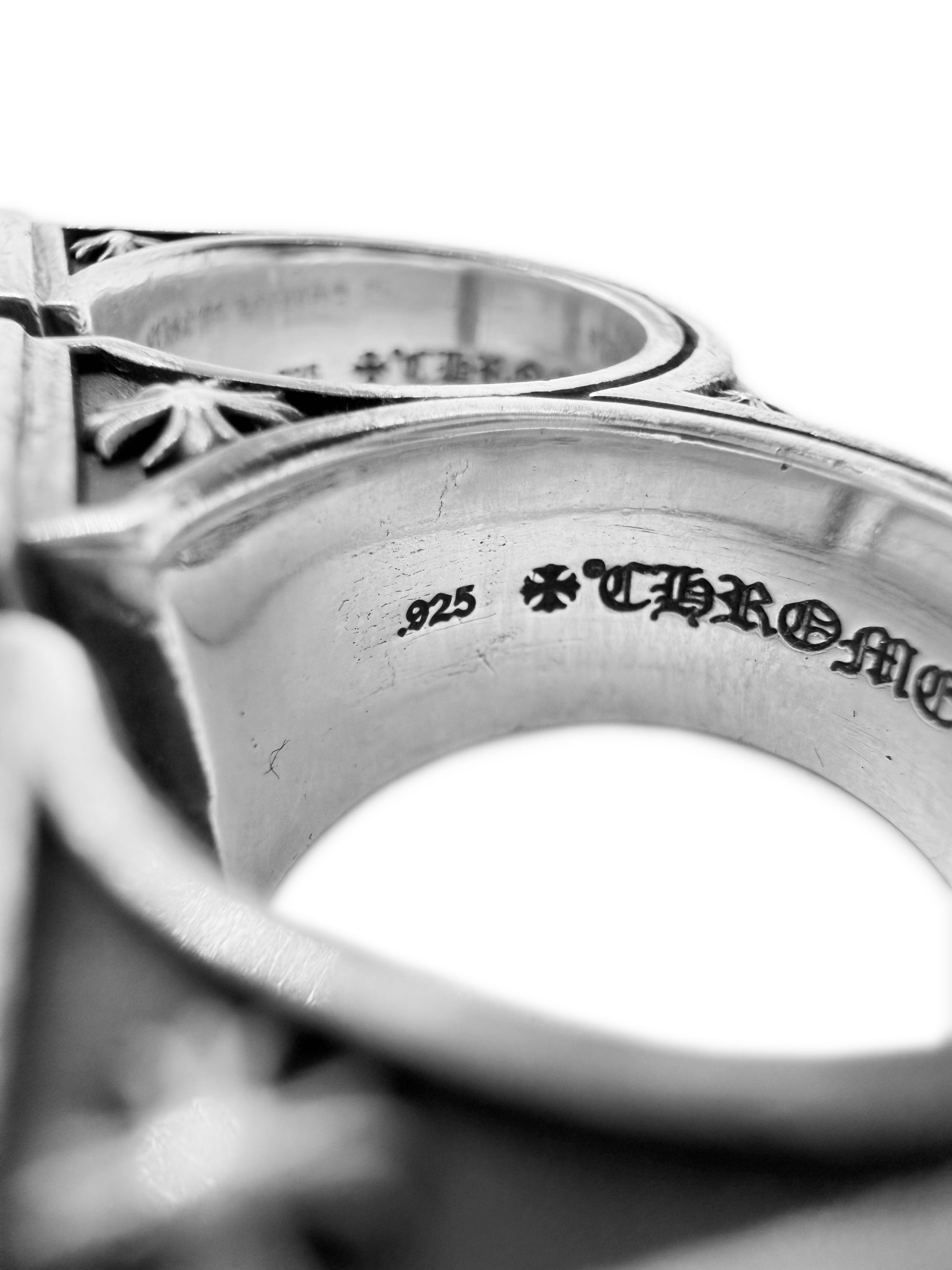Chrome Hearts Diamond Factory Set .925 Silver Triple Brass Knuckle Ring