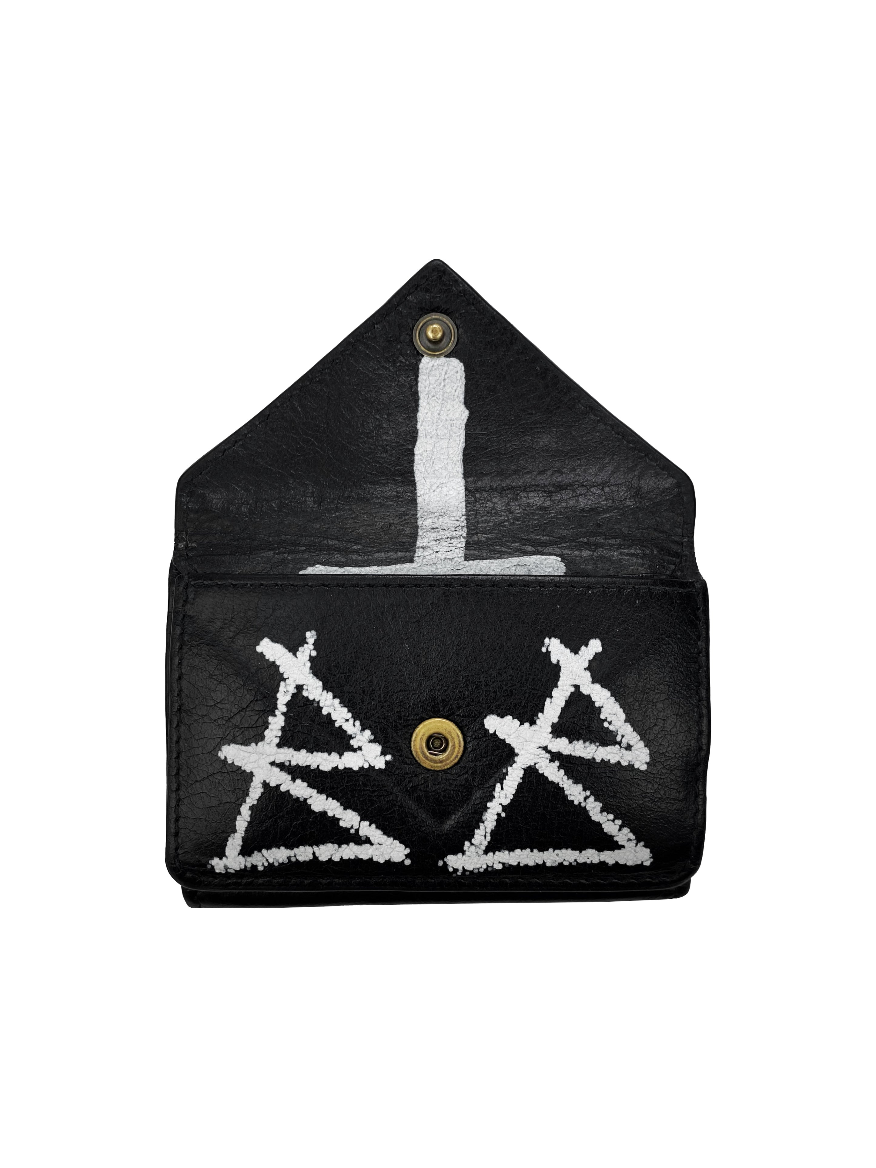 2017 Balenciaga “Graffiti” Papier Leather Mini Wallet