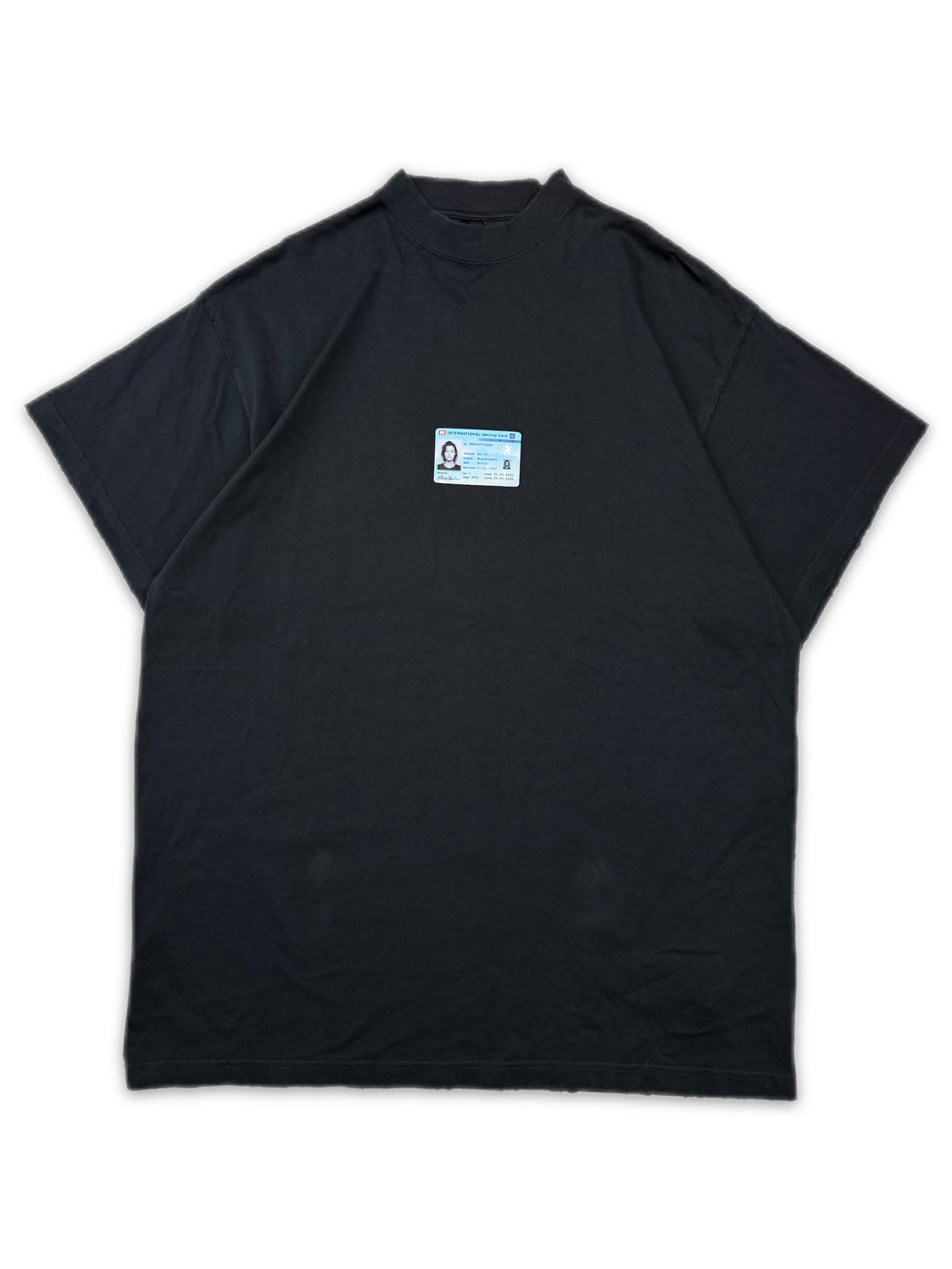 SS25 Balenciaga ‘ID Card’ Black Distressed Oversized T-Shirt