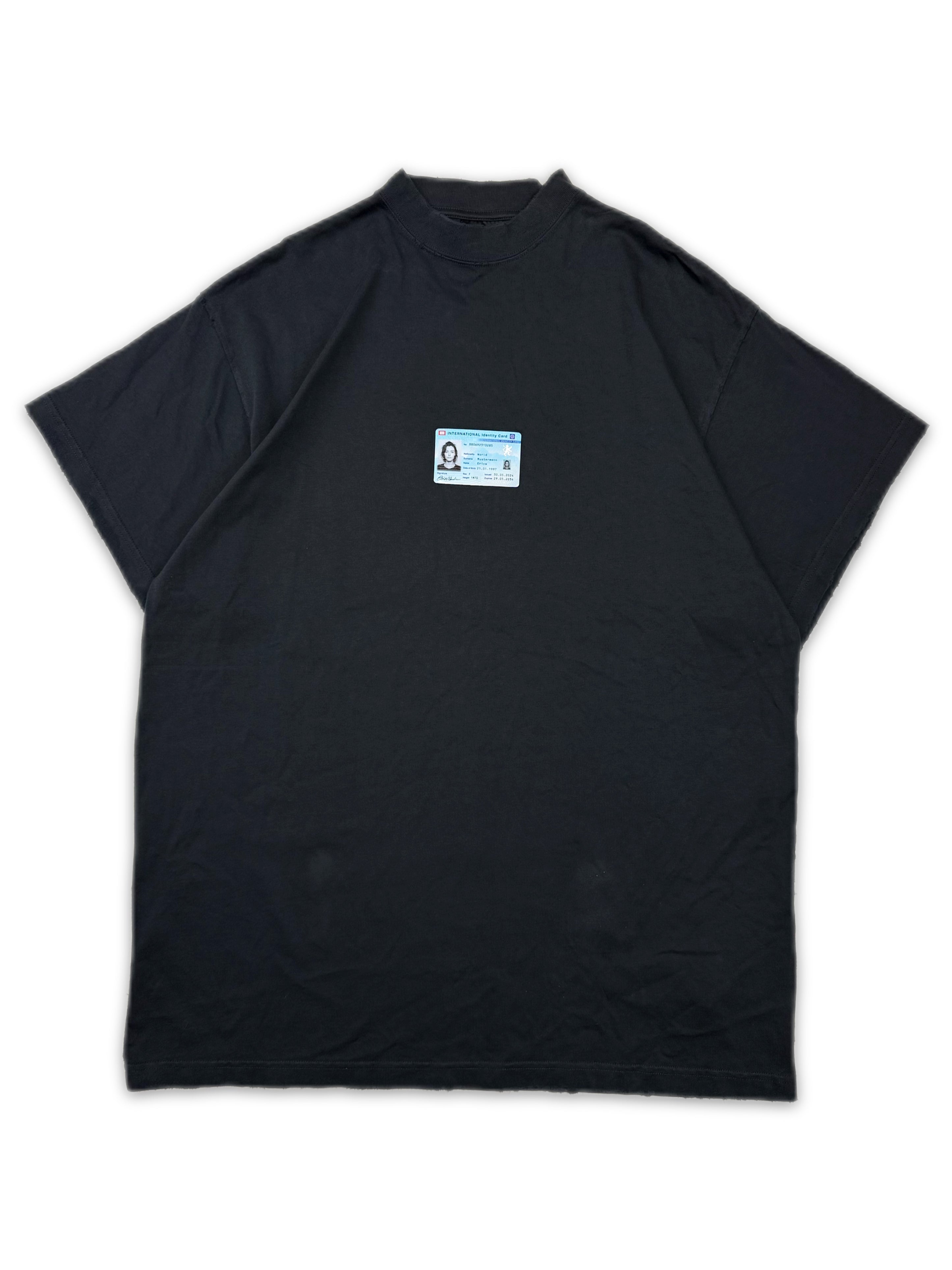 SS25 Balenciaga ‘ID Card’ Black Distressed Oversized T-Shirt