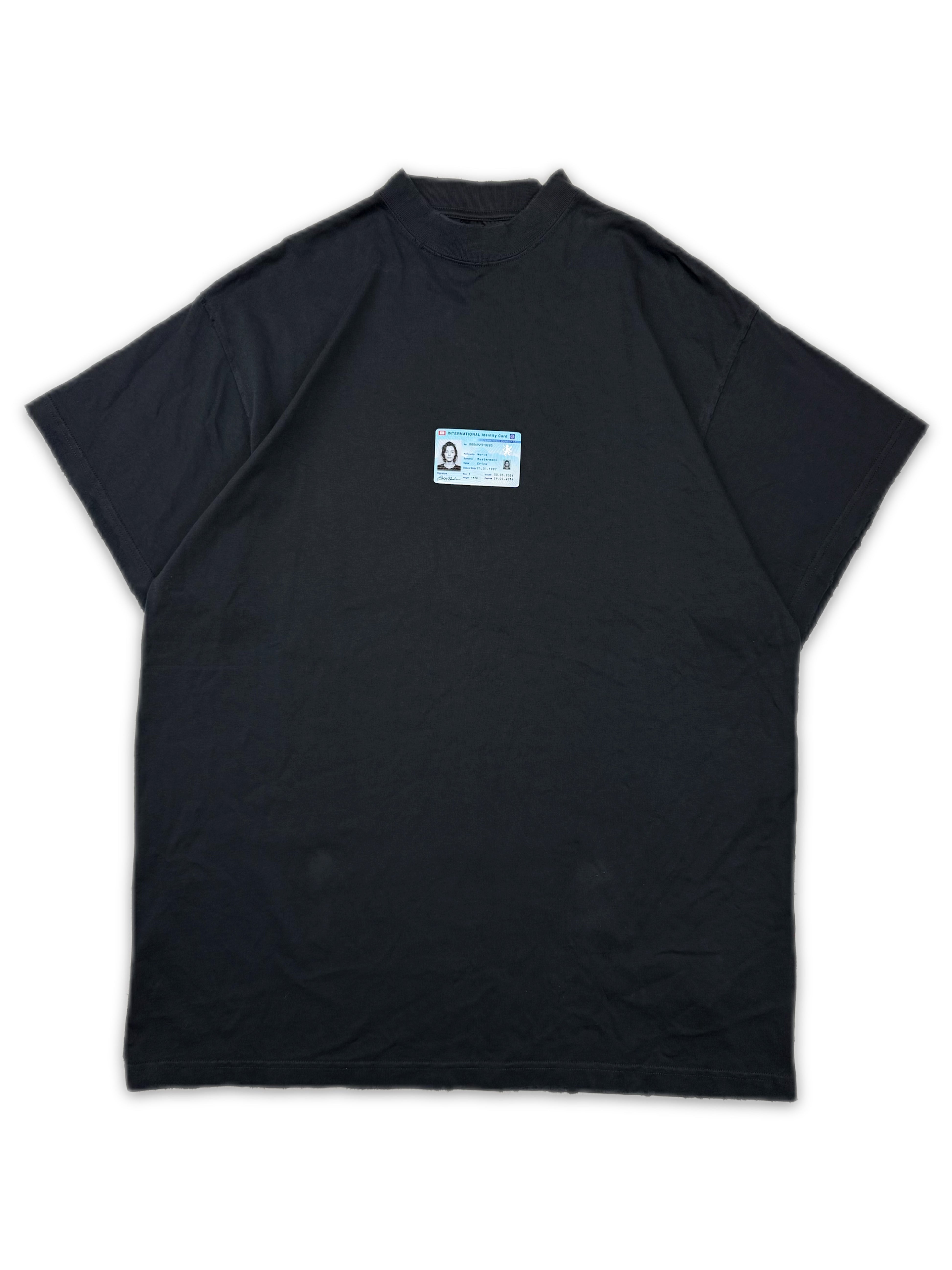 SS25 Balenciaga ‘ID Card’ Black Distressed Oversized T-Shirt