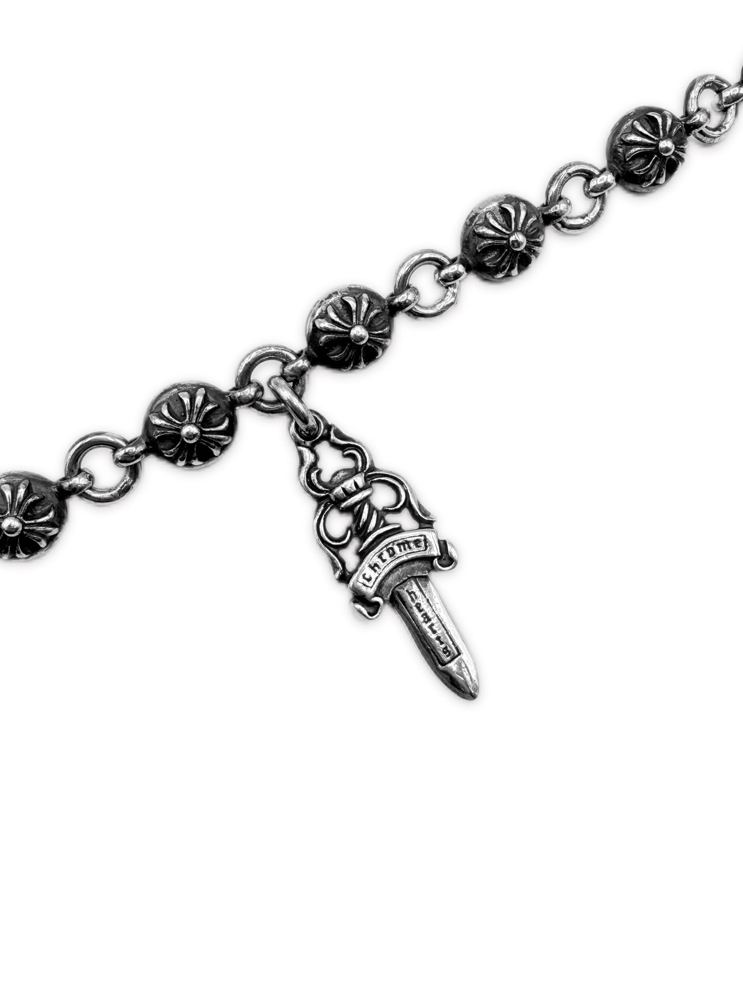 Chrome Hearts Dagger Pendant 22 Link Cross Ball Double Lobster Wallet Chain