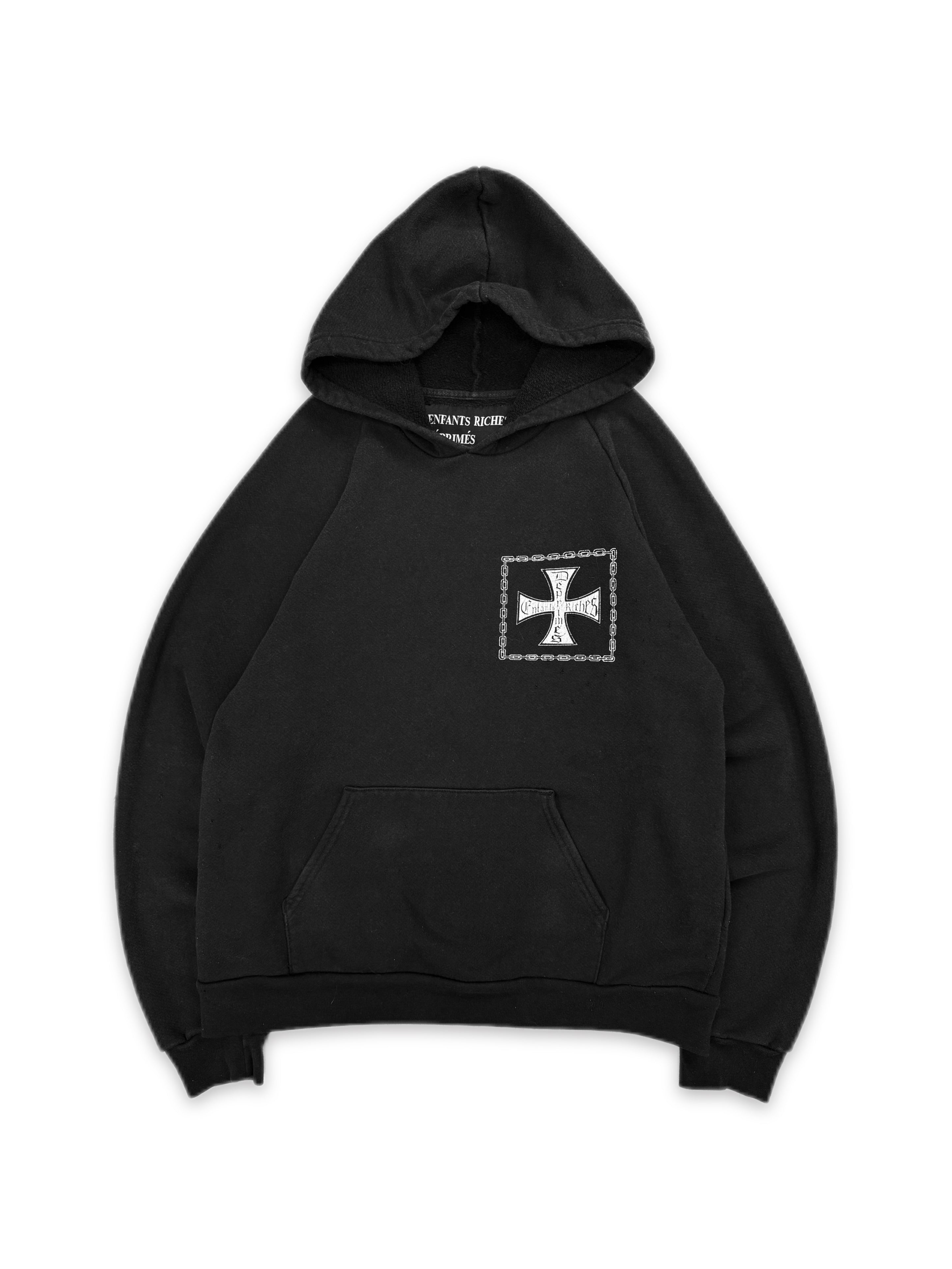 Enfants Riches Deprimes Iron Cross Gun Shot Black Distressed Hoodie