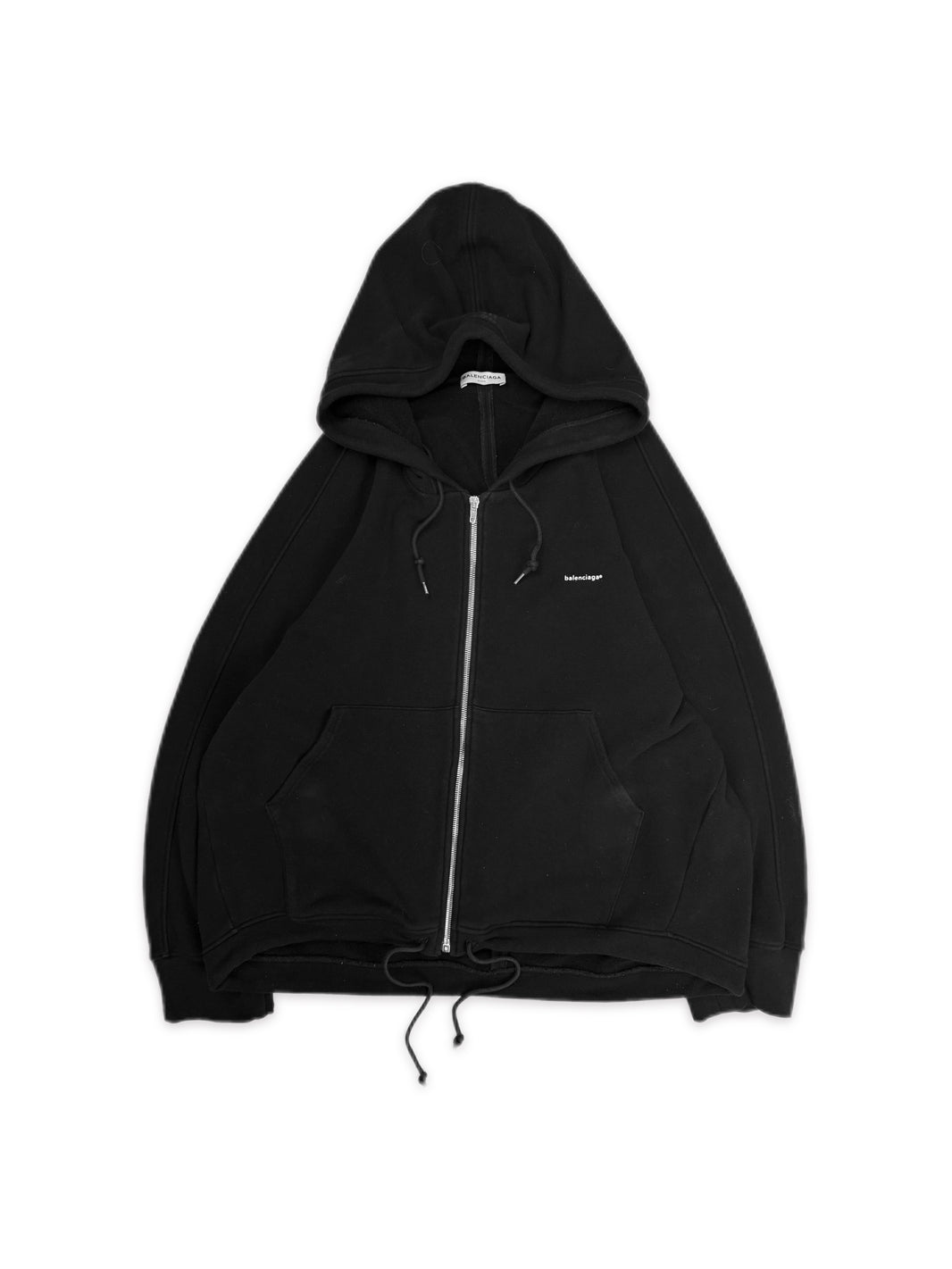 AW17 Balenciaga Mini Logo Zip-up Black Heavy Weight Hoodie