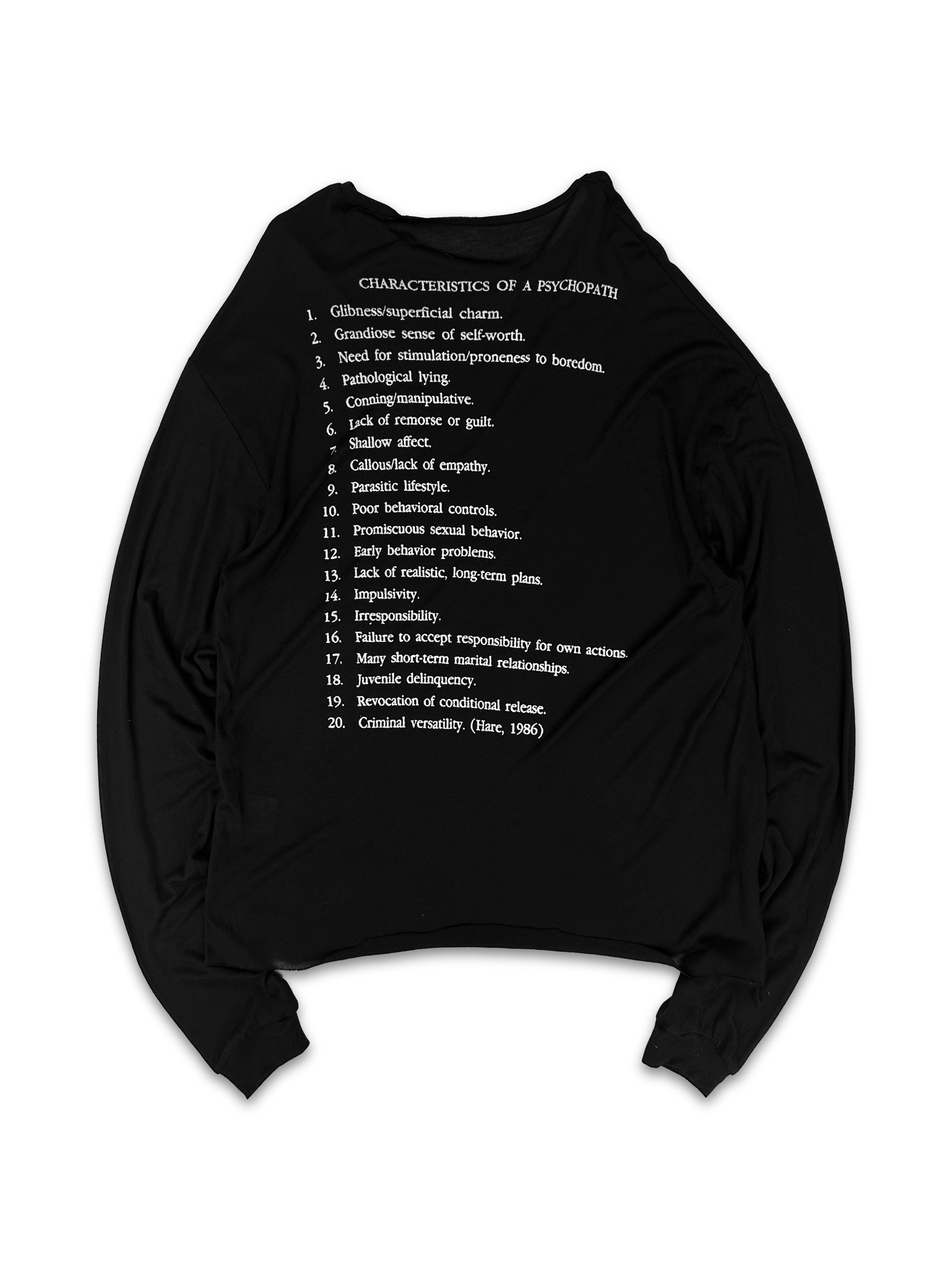 AW17 Enfants Riches Deprimes Black ‘Psychopath’ Slogan Long Sleeve