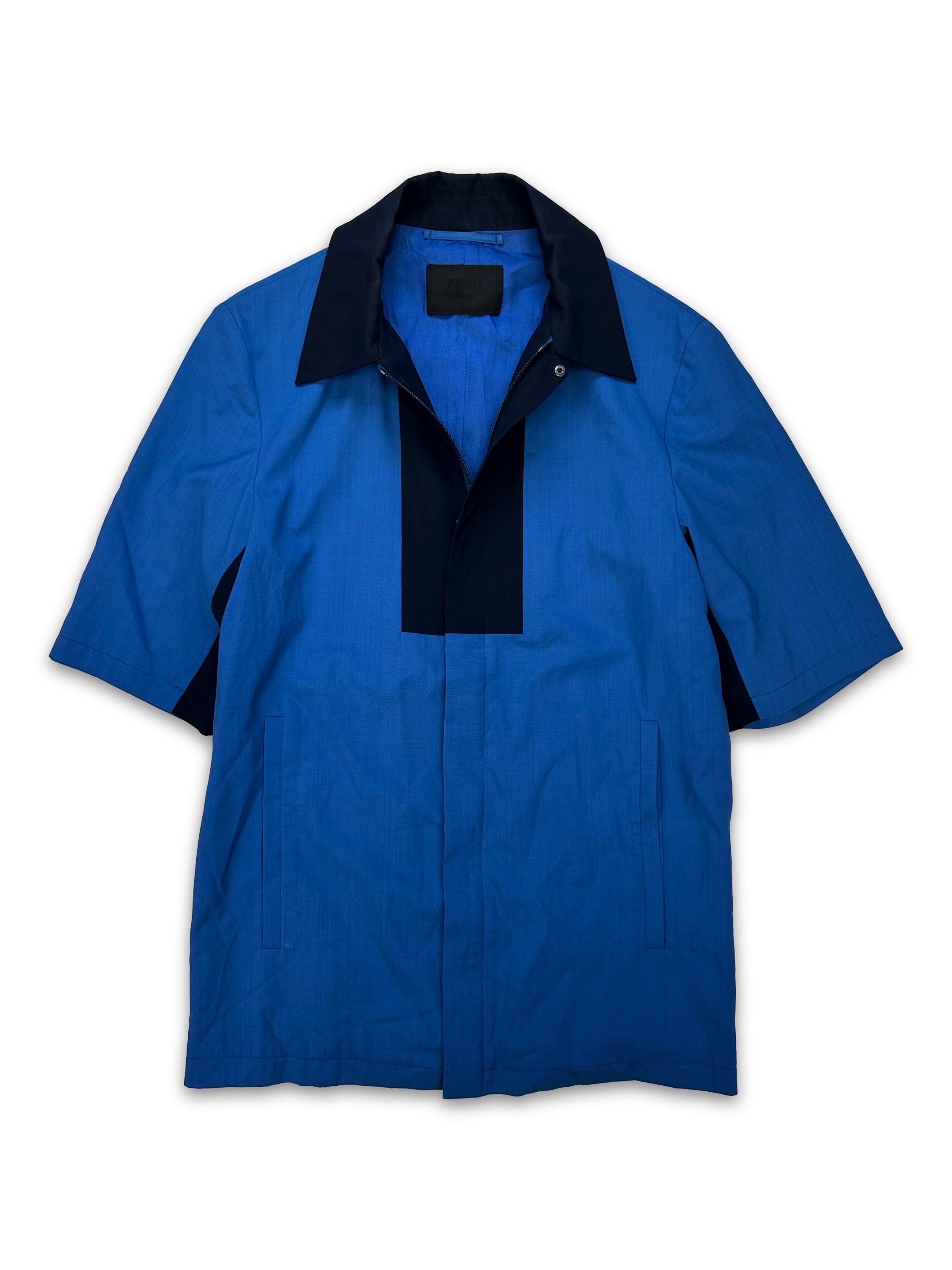 SS13 Prada Two Tone Full-zip Collared Short Sleeve Shirt Jacket