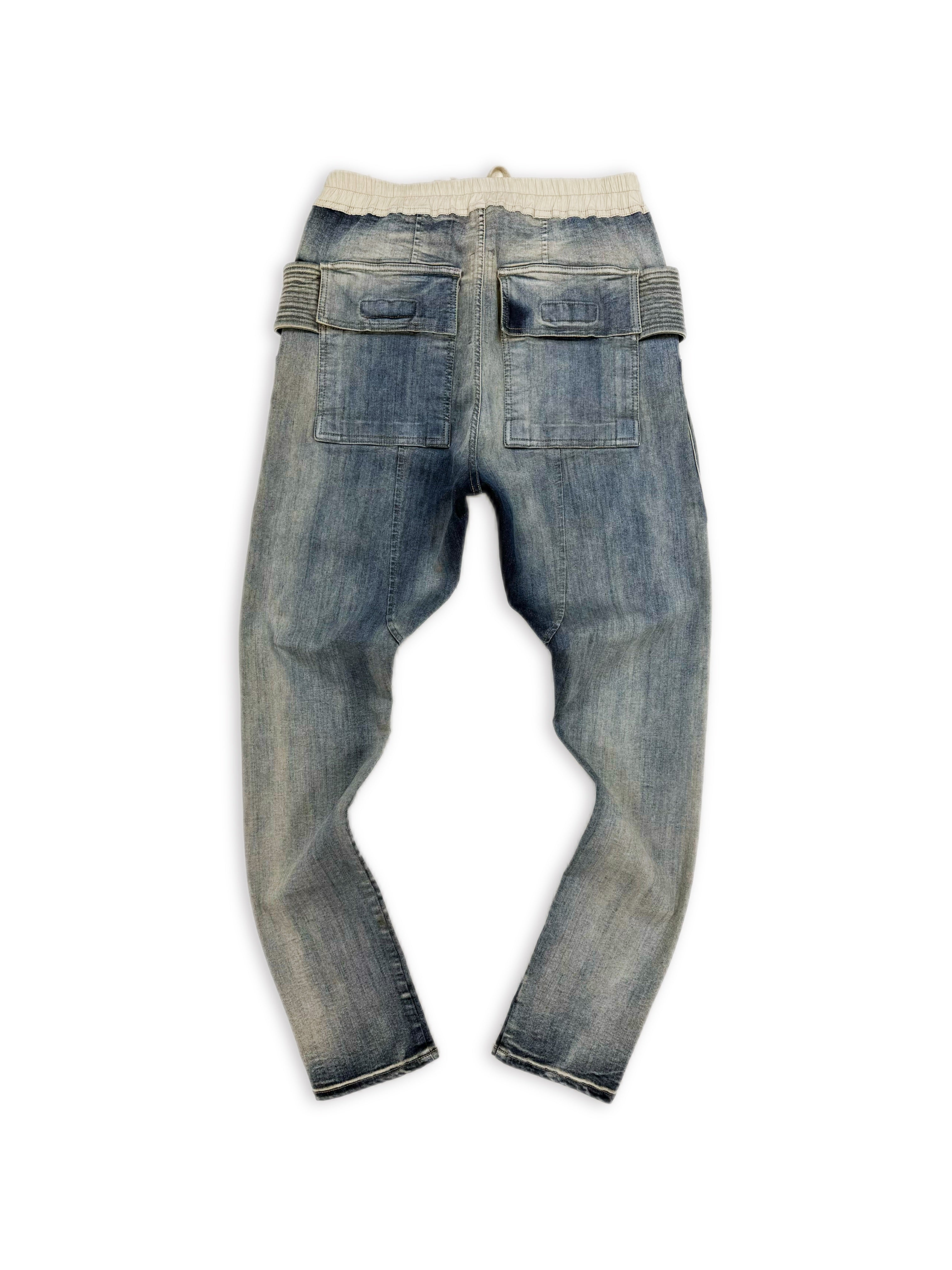 SS19 Rick Owens Hustler Trompe L’Oeil Blue Creatch Cargo Pants