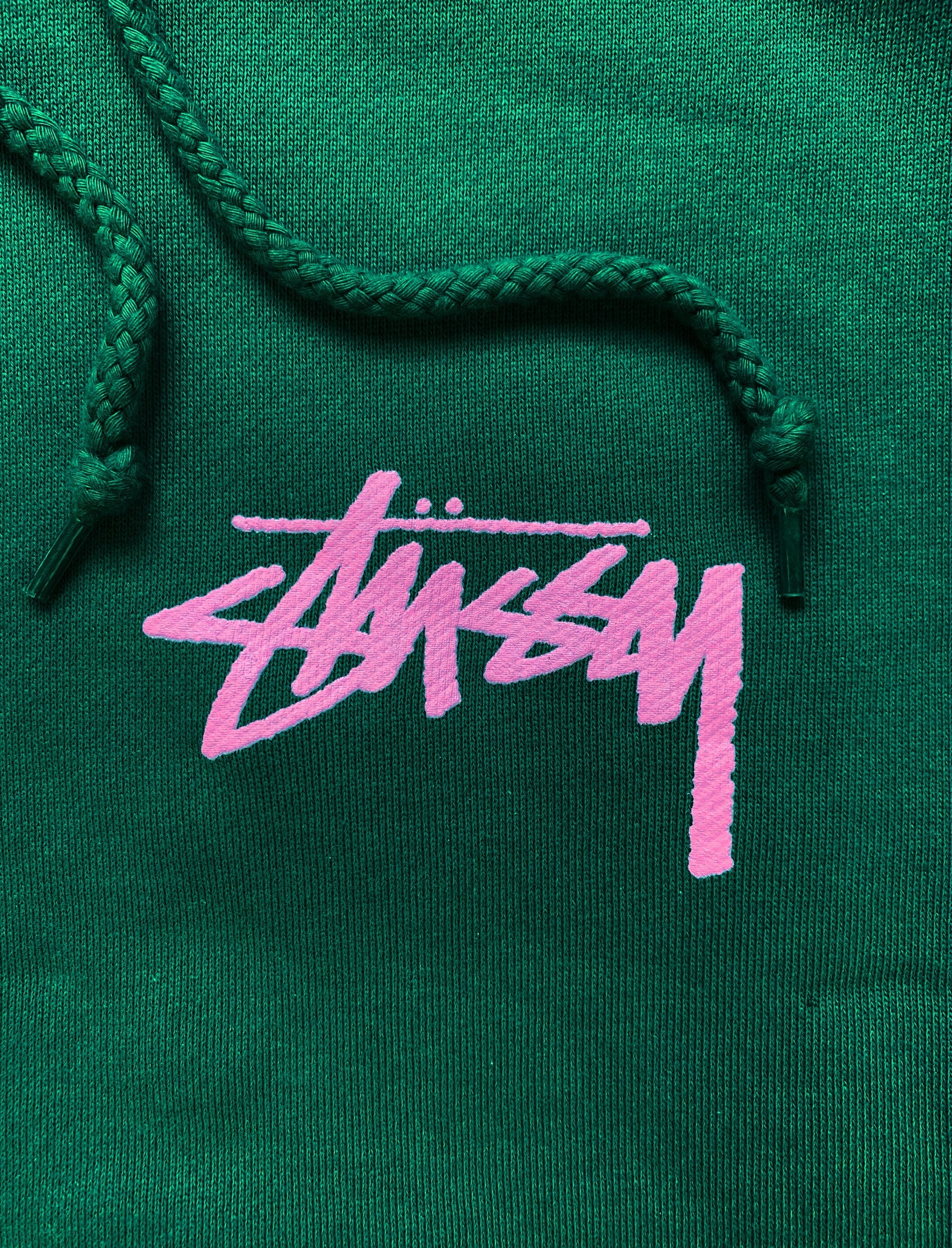 Stüssy “Peace and Love” Forest Green Back Logo Hoodie