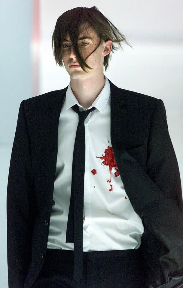 SS02 Dior Homme ‘Blood Wound’ Hedi Slimane Boys Don’t Cry White Beaded Tank Top