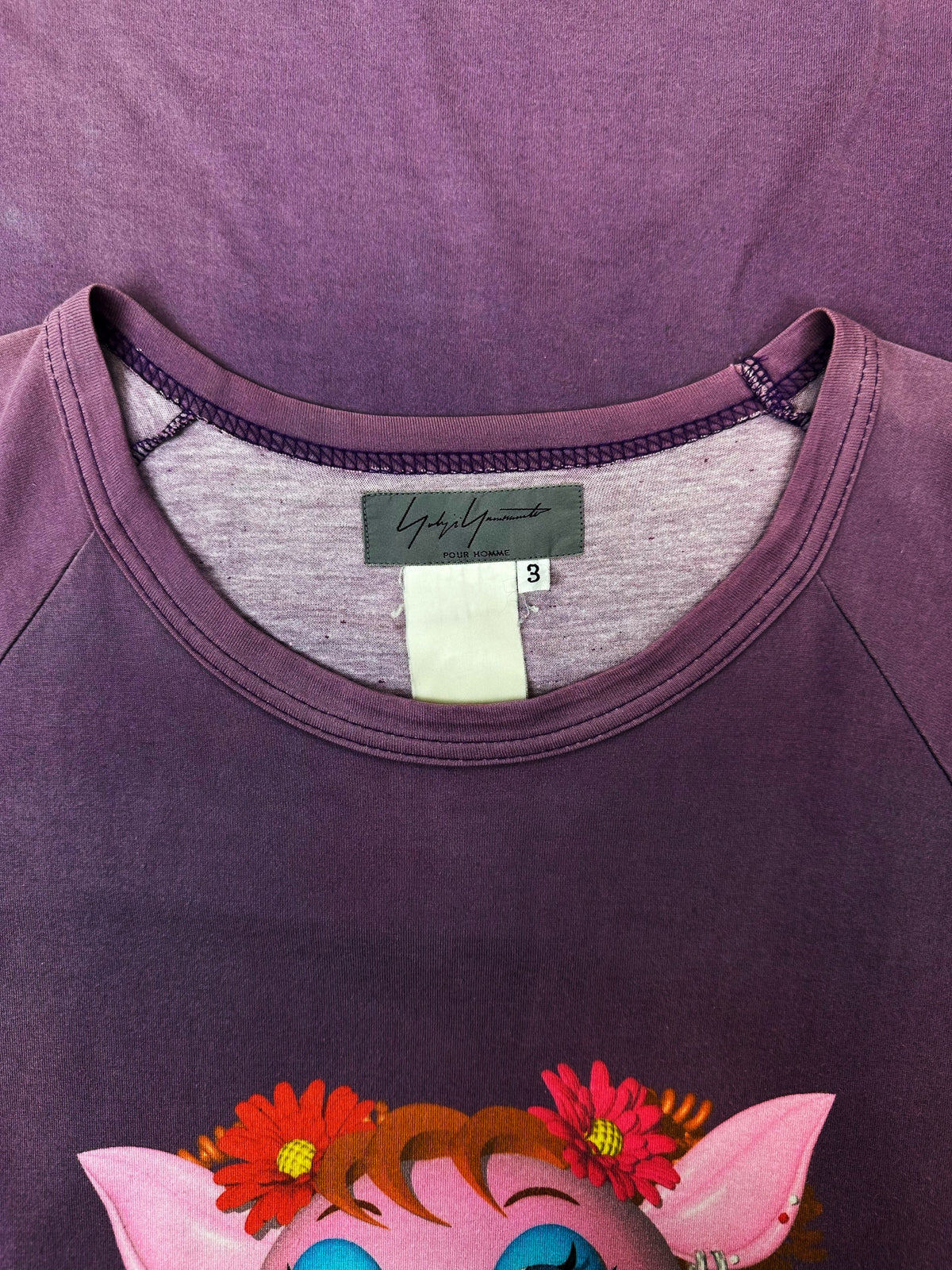 SS02 Yohji Yamamoto ‘Saeko Pig’ Rave LSD Graphic Purple T-Shirt