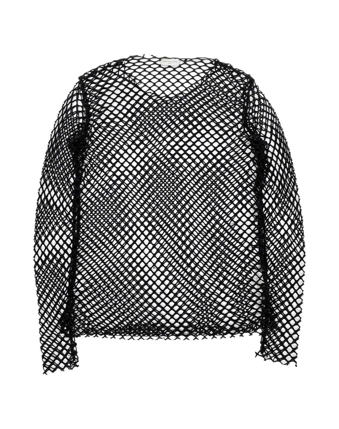 SS19 Dries Van Noten Mesh Loose Knit Raw Hem Longsleeve Shirt