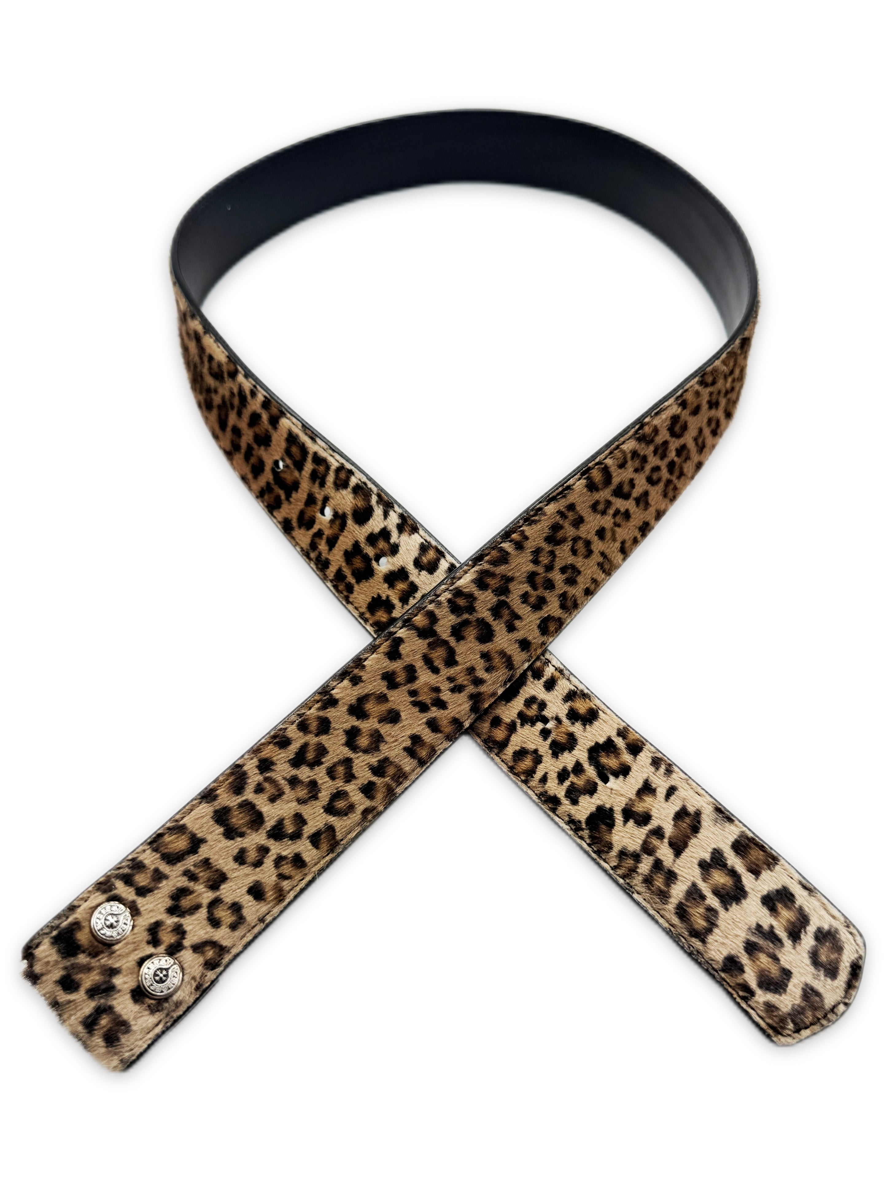 Chrome Hearts Cheetah Pony Hair Leather .925 Silver Belt Strap