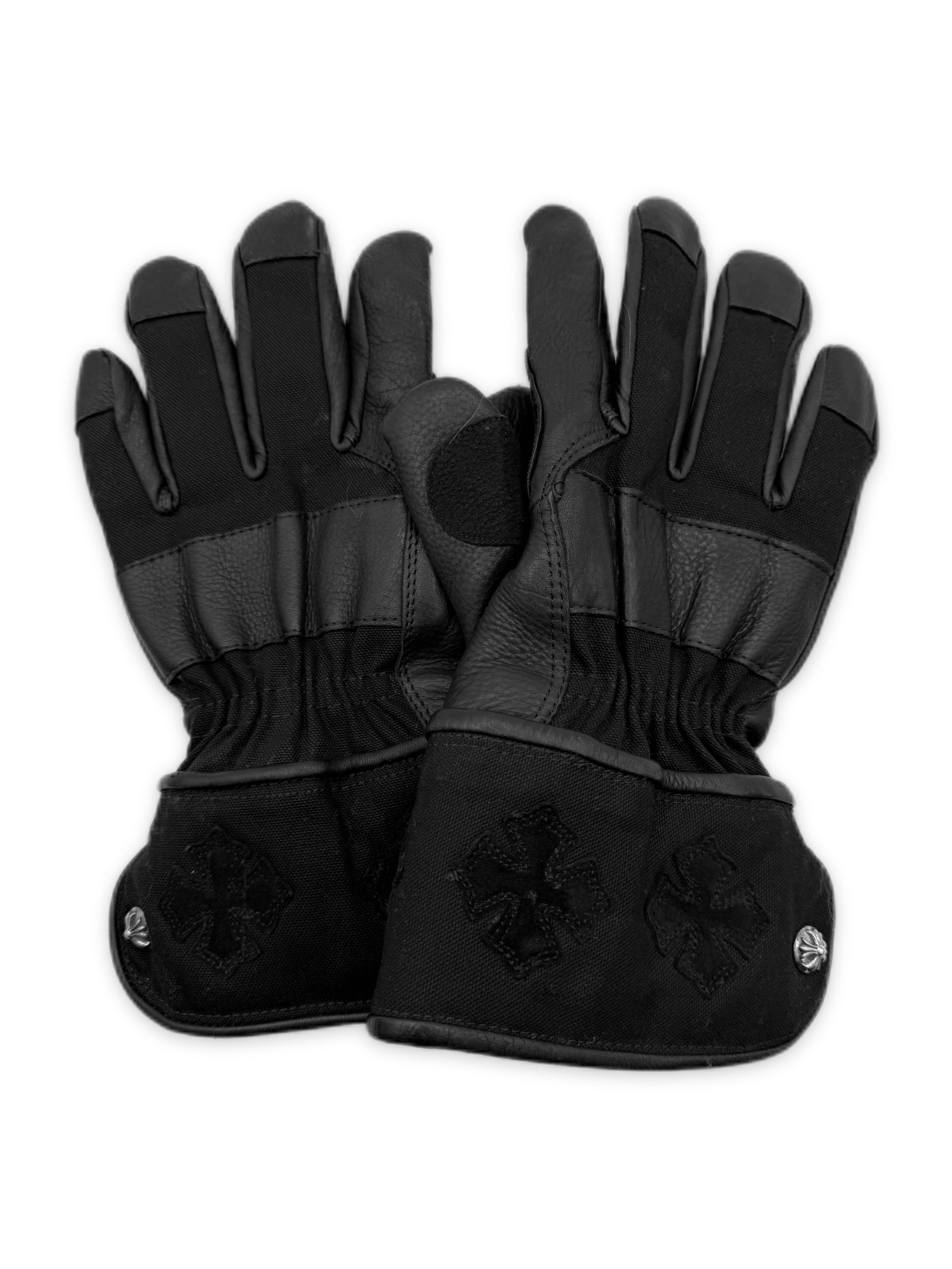 Chrome Hearts Deer Leather Plus Patch Fur Lined Winter Gloves