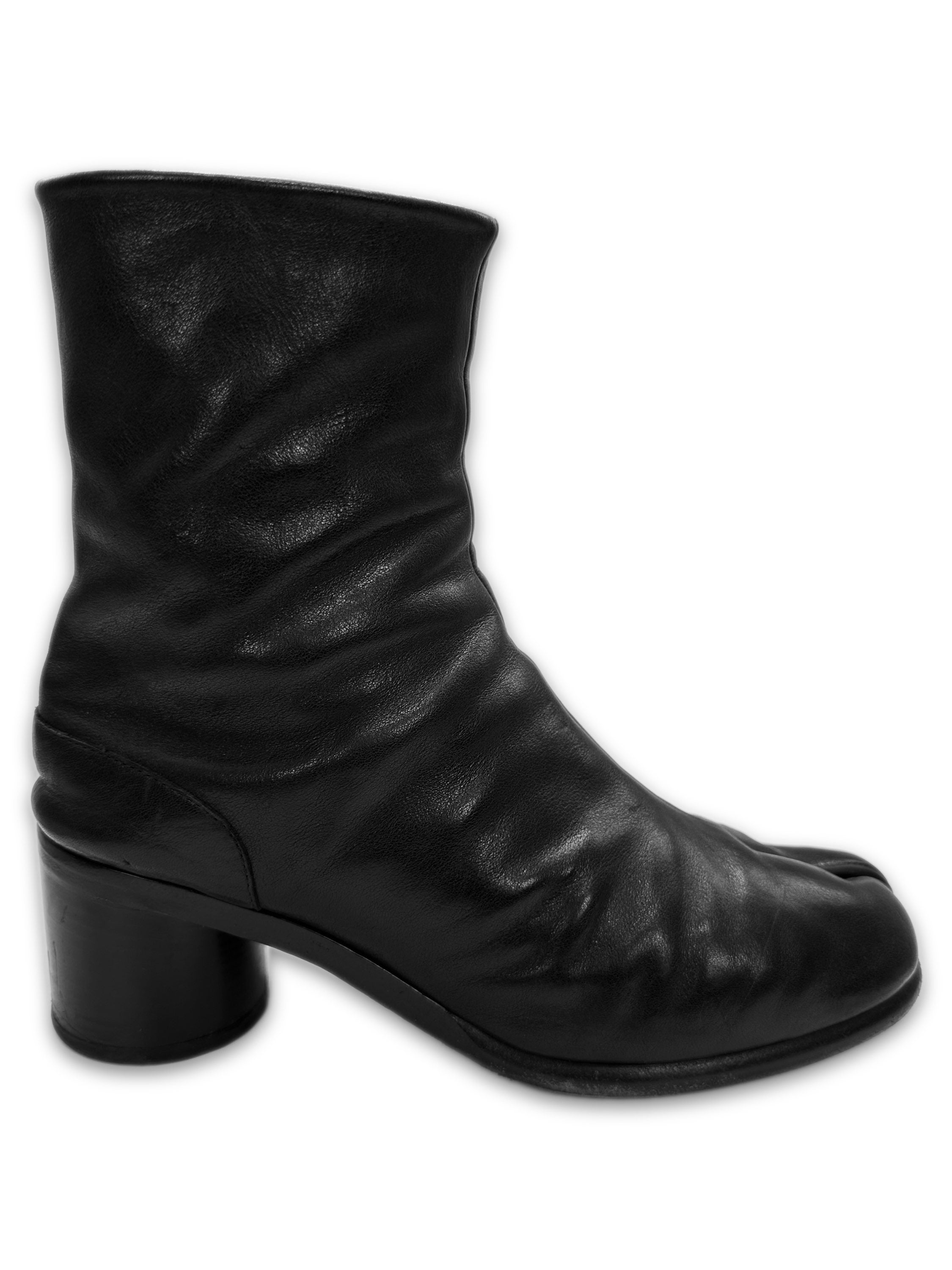 Maison Margiela ‘Tabi’ Black Leather Split Toe Boots