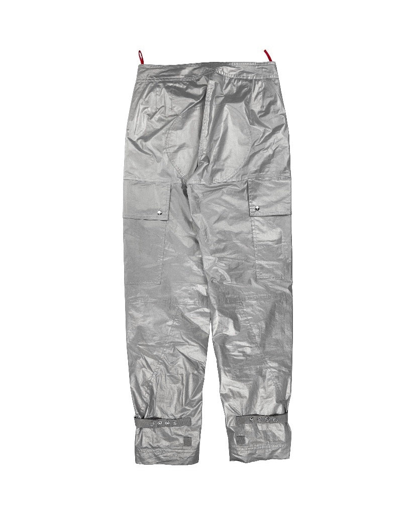 FW99 Prada Astro Cargo Aviator Belted Bondage Silver Pants