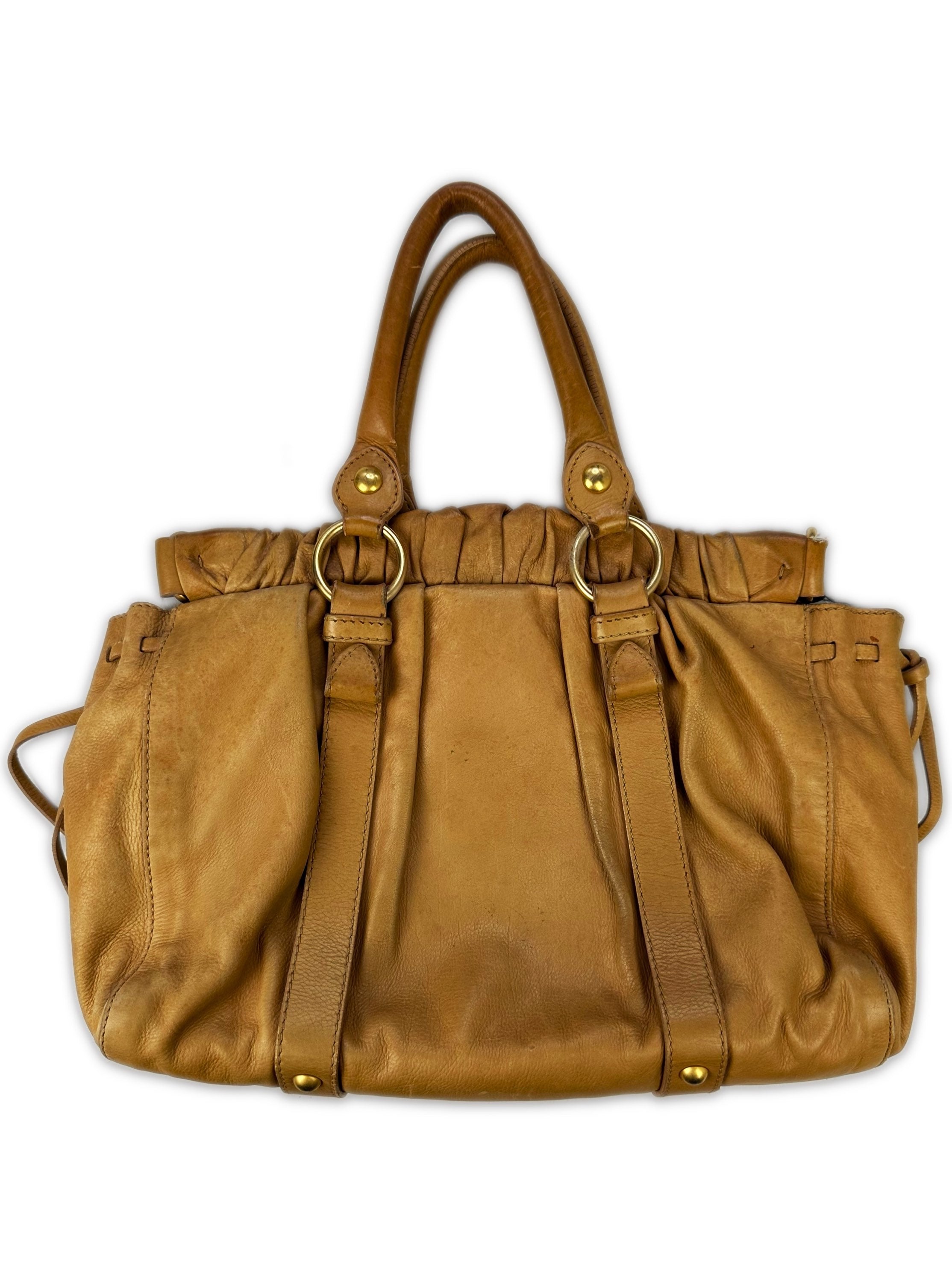 00s Miu Miu Warm Tone Leather ‘Tassel’ Hand Bag