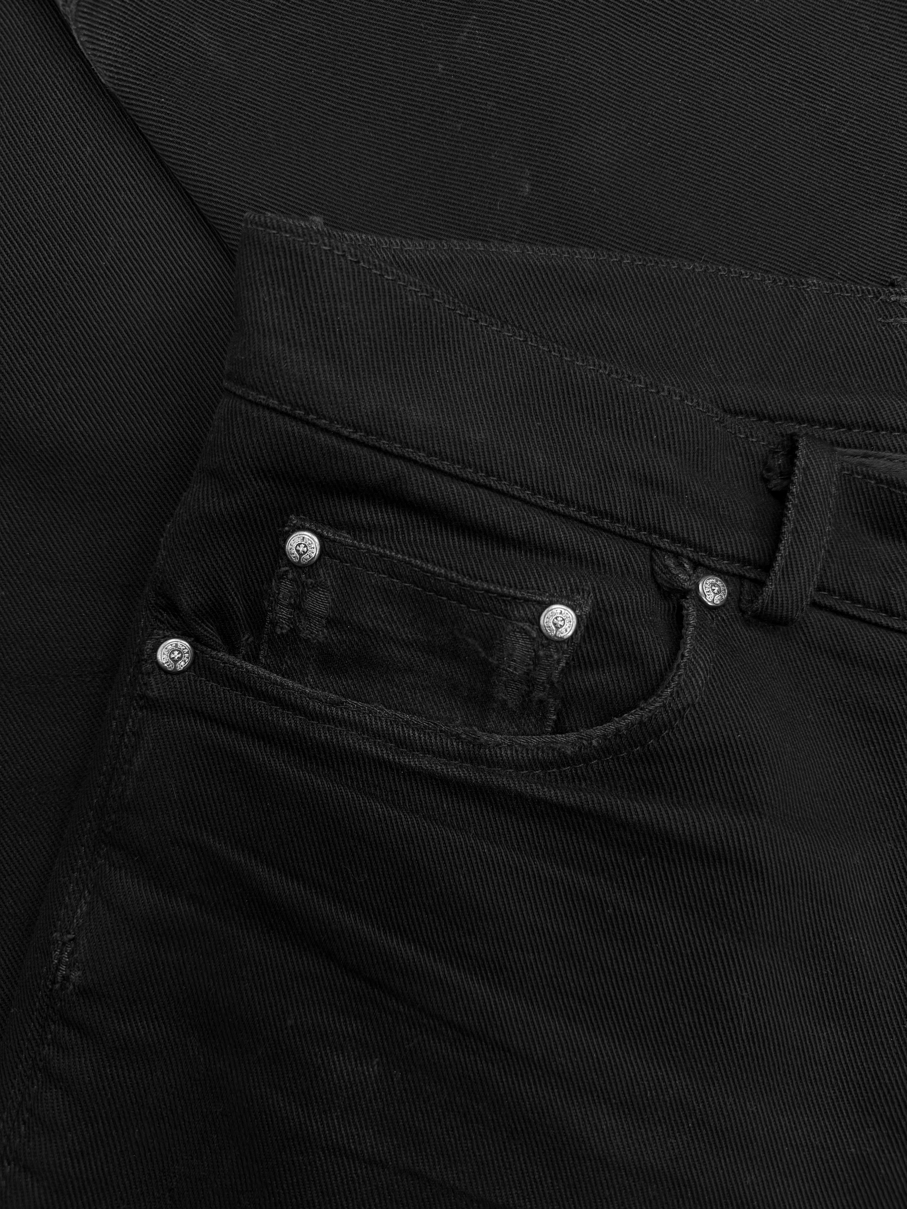 Chrome Hearts 22 Star Patch Fleur Knee Black Denim Jeans