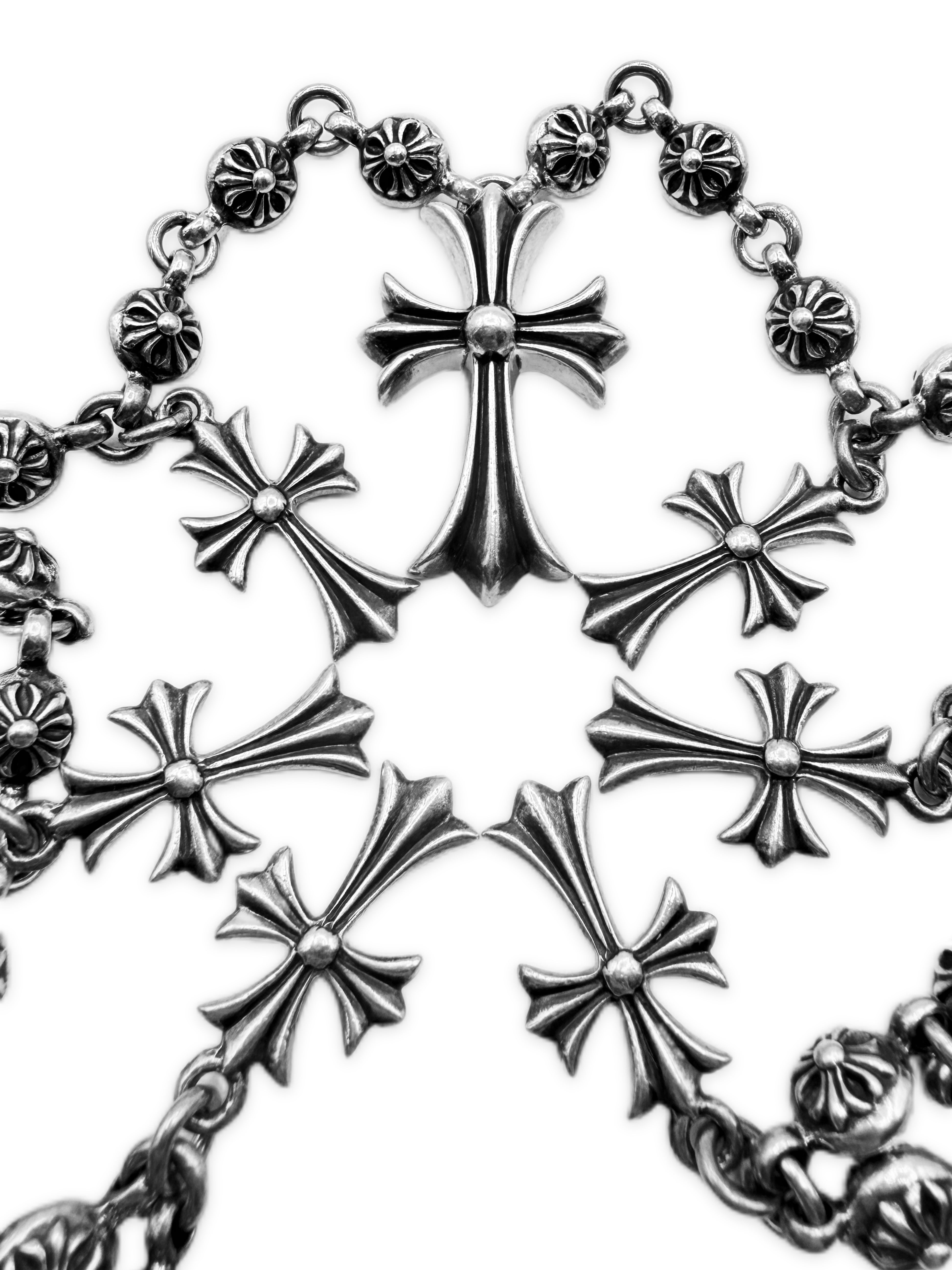 Chrome Hearts Cross Pendant 28 in Cross Ball . Double Lobster Wallet Chain