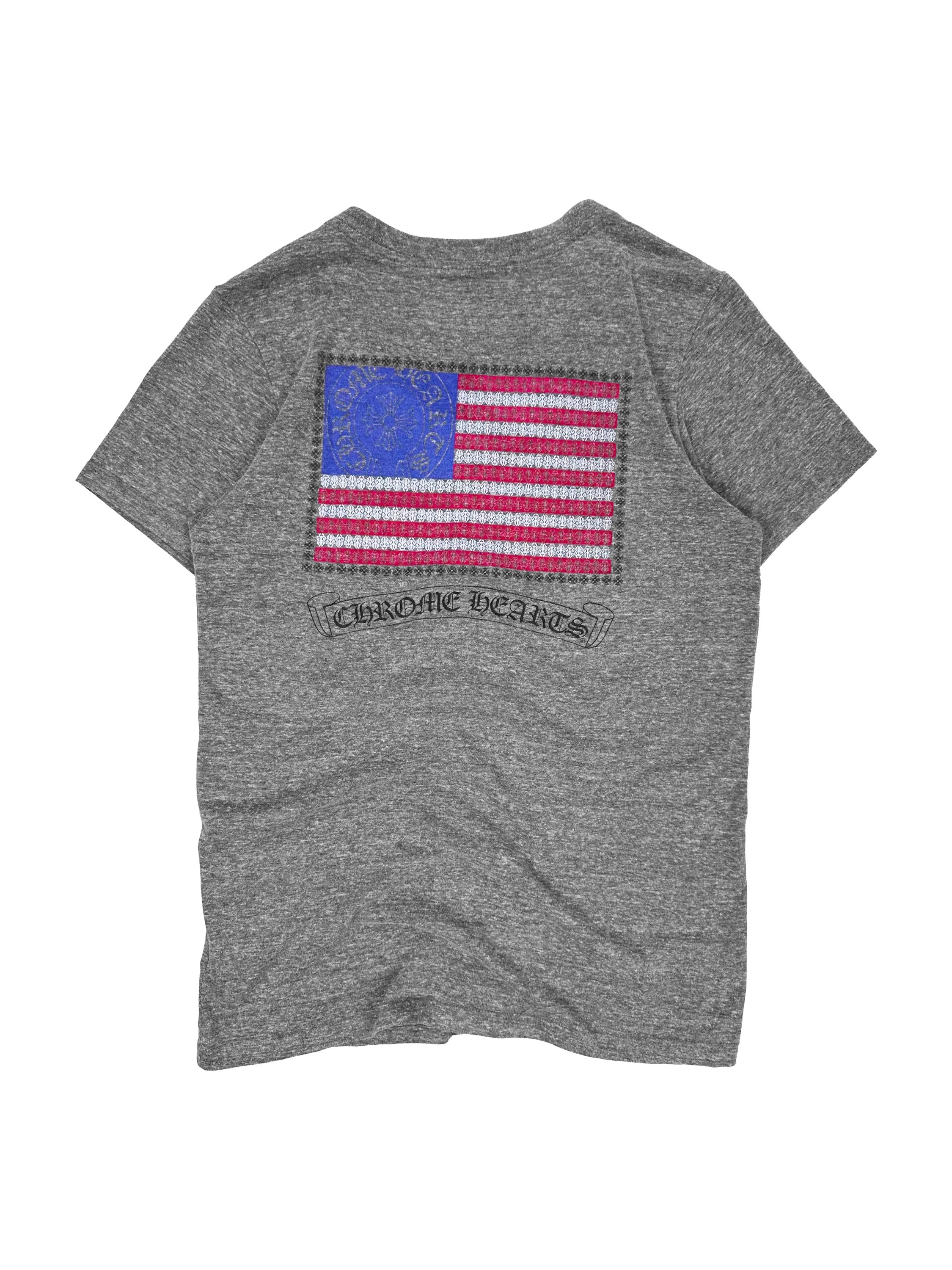 Chrome Hearts Flag Logo CH Motif Heather Grey T-Shirt