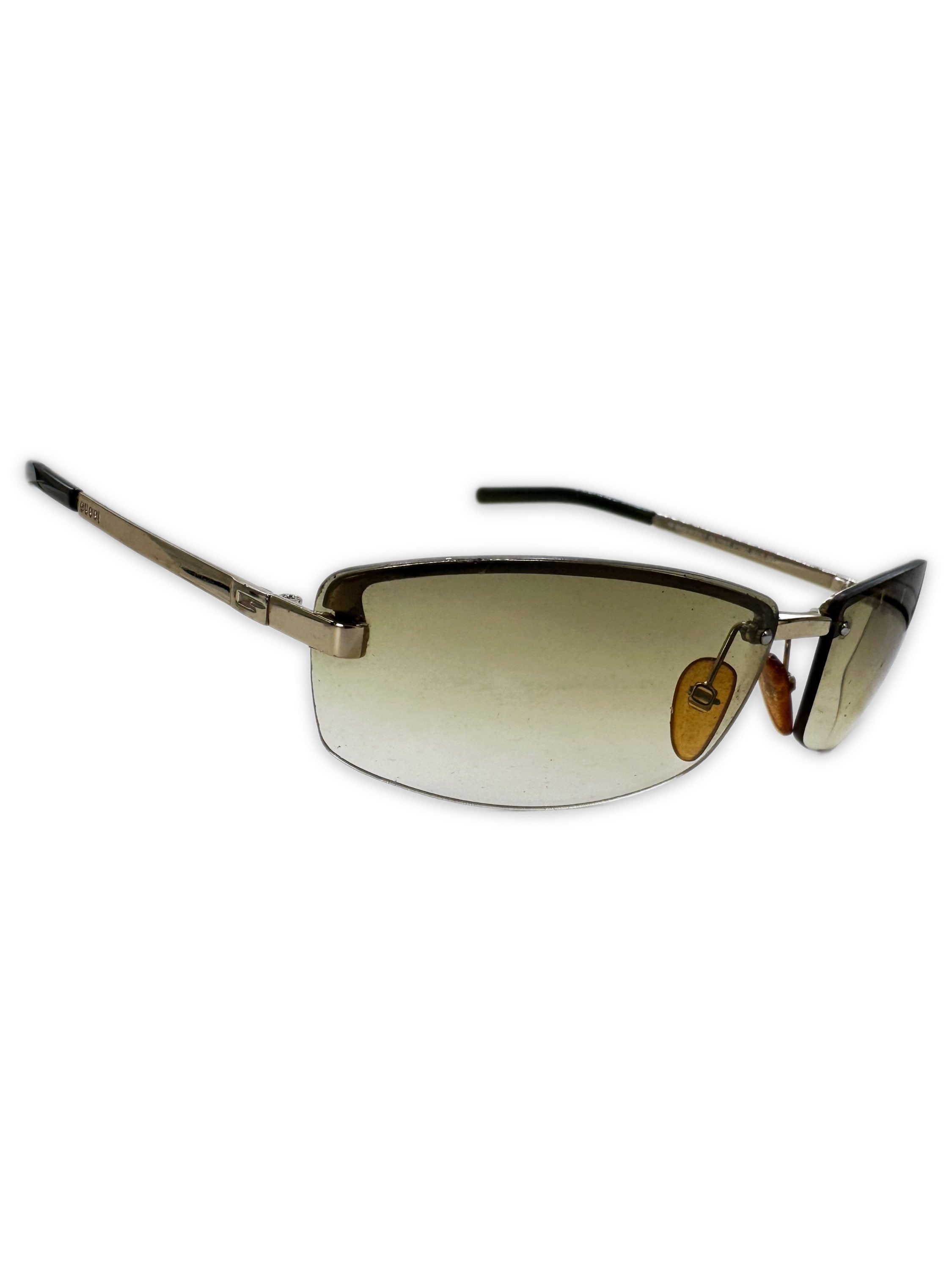 00s Gucci Green Tint Gradient Rimless Sunglasses