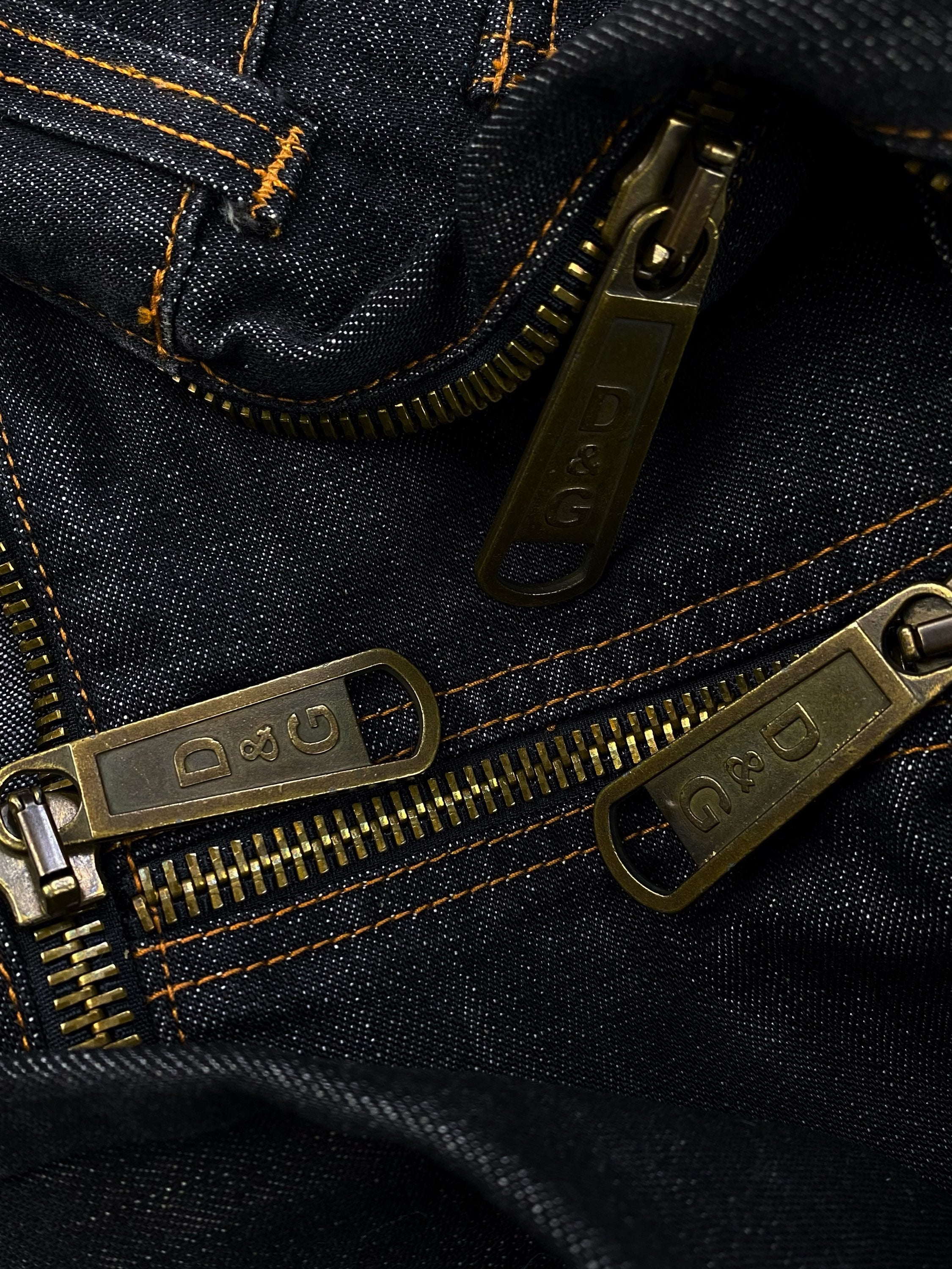 00s Dolce &amp; Gabbana Heavyweight Reinforced Dark Wash Cargo Denim
