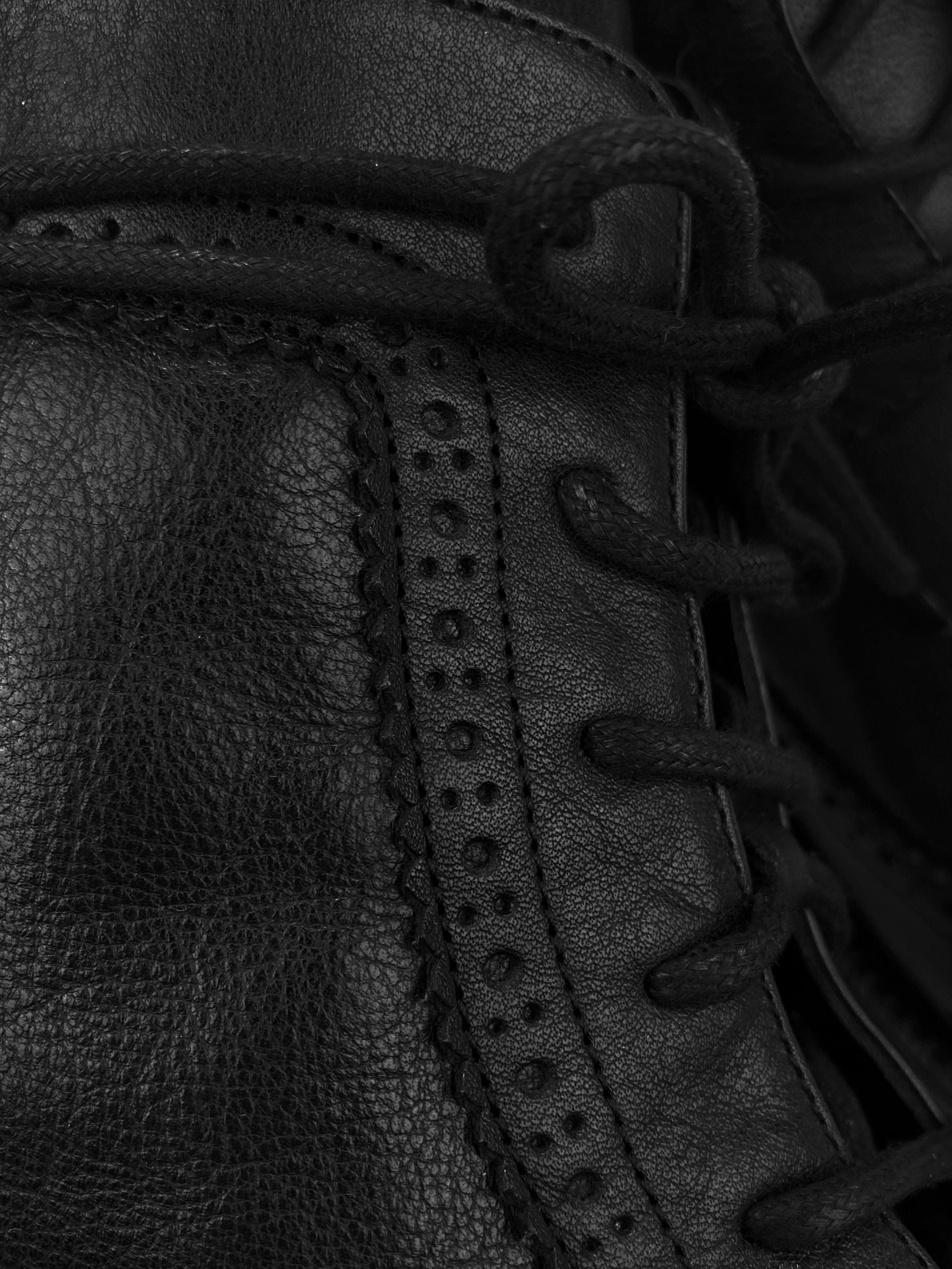 Ann Demeulemeester Calfskin Leather Black Brouge Boots