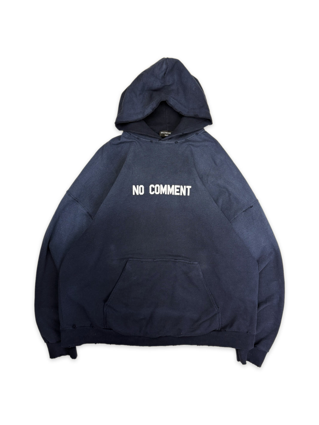 SS22 Balenciaga ‘No Comment’ Distressed Slogan Faded Hoodie