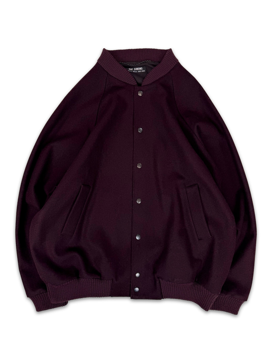 AW01 Raf Simons ‘Riot! Riot! Riot!’ Burgundy Wool Bomber Jacket