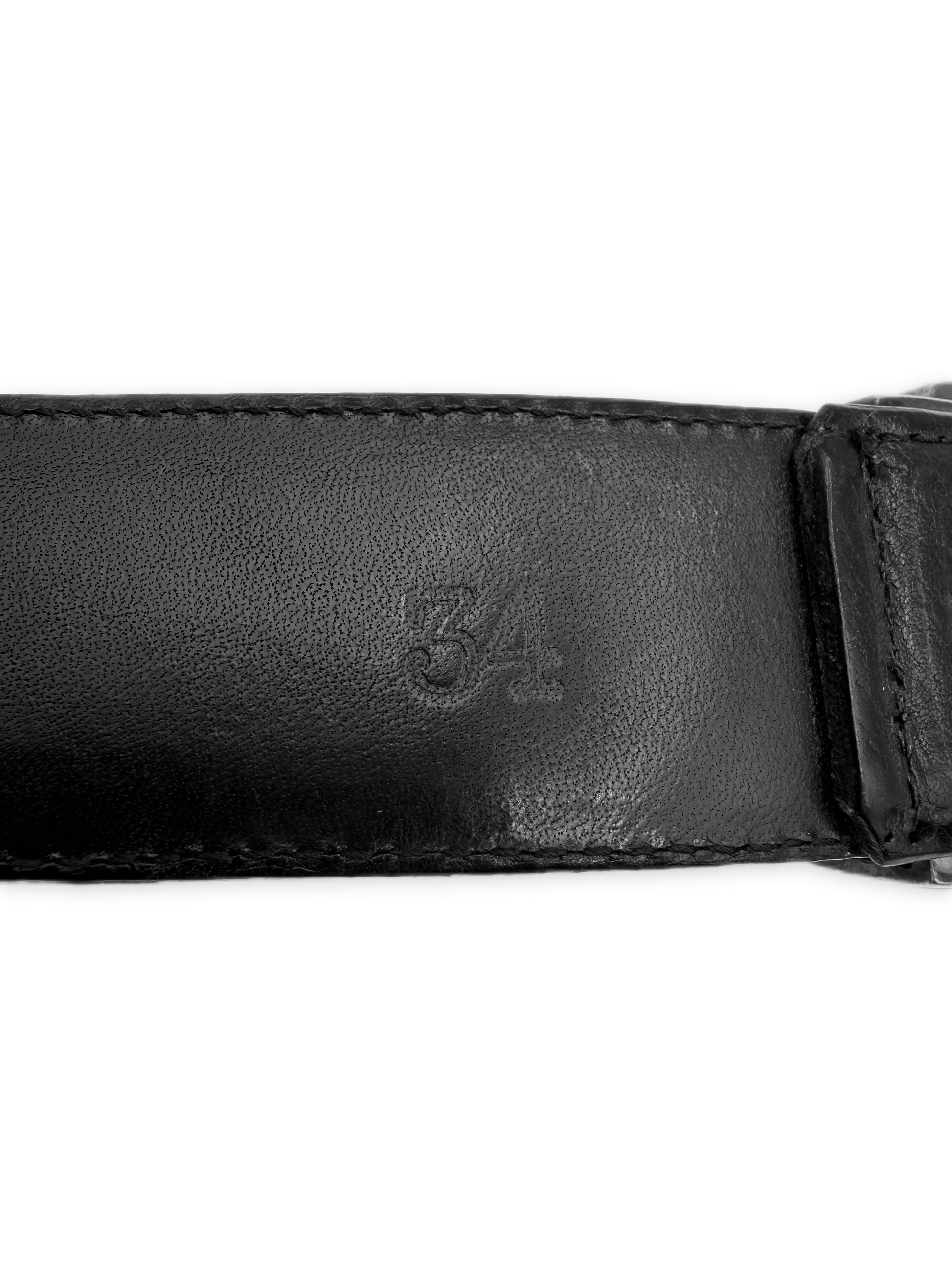 Chrome Hearts OTJ Square Buckle Silver 3 Piece Black Leather Belt