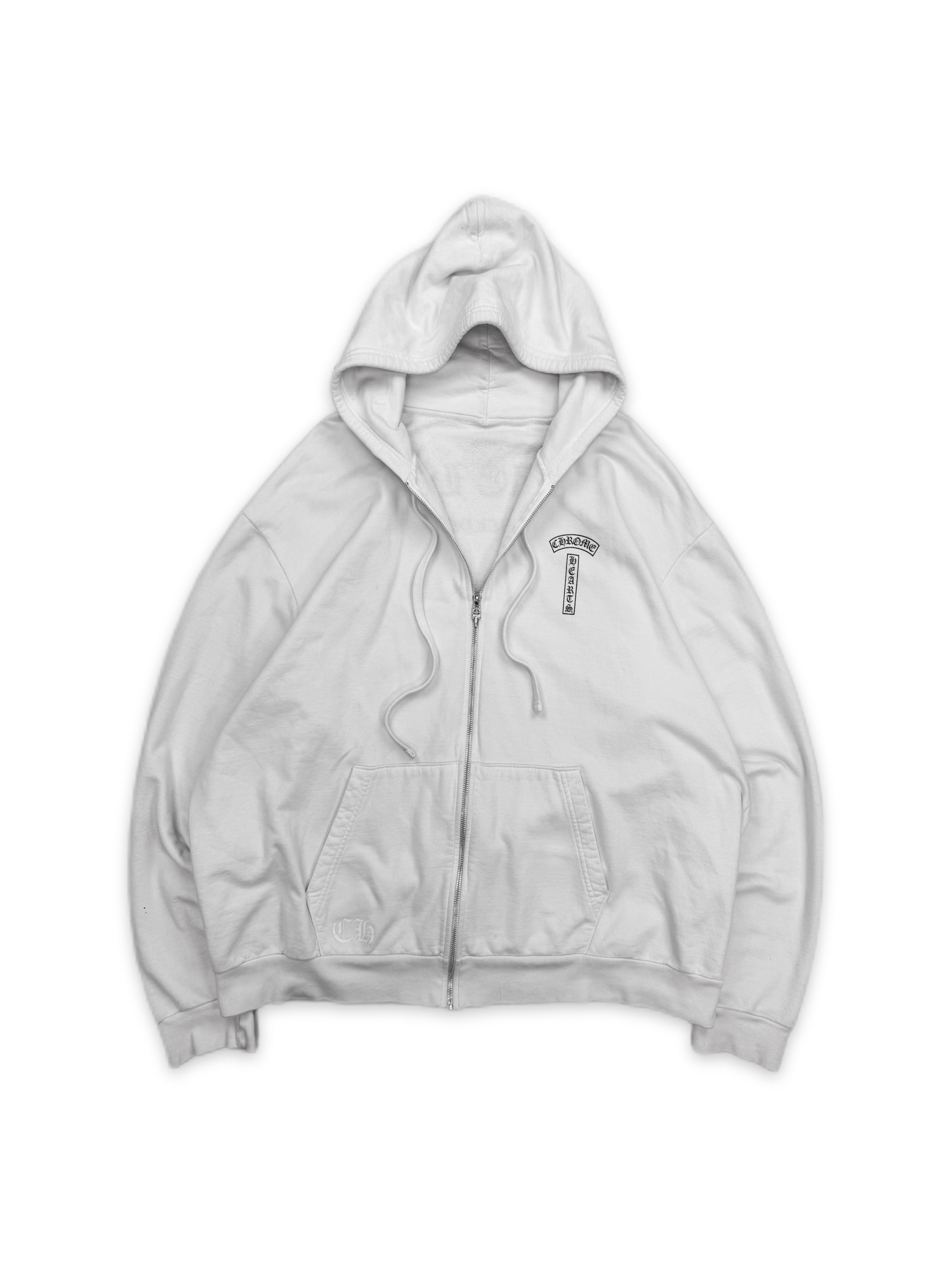 Chrome Hearts ‘Fuck You’ Rhodium Zip Up White Hoodie