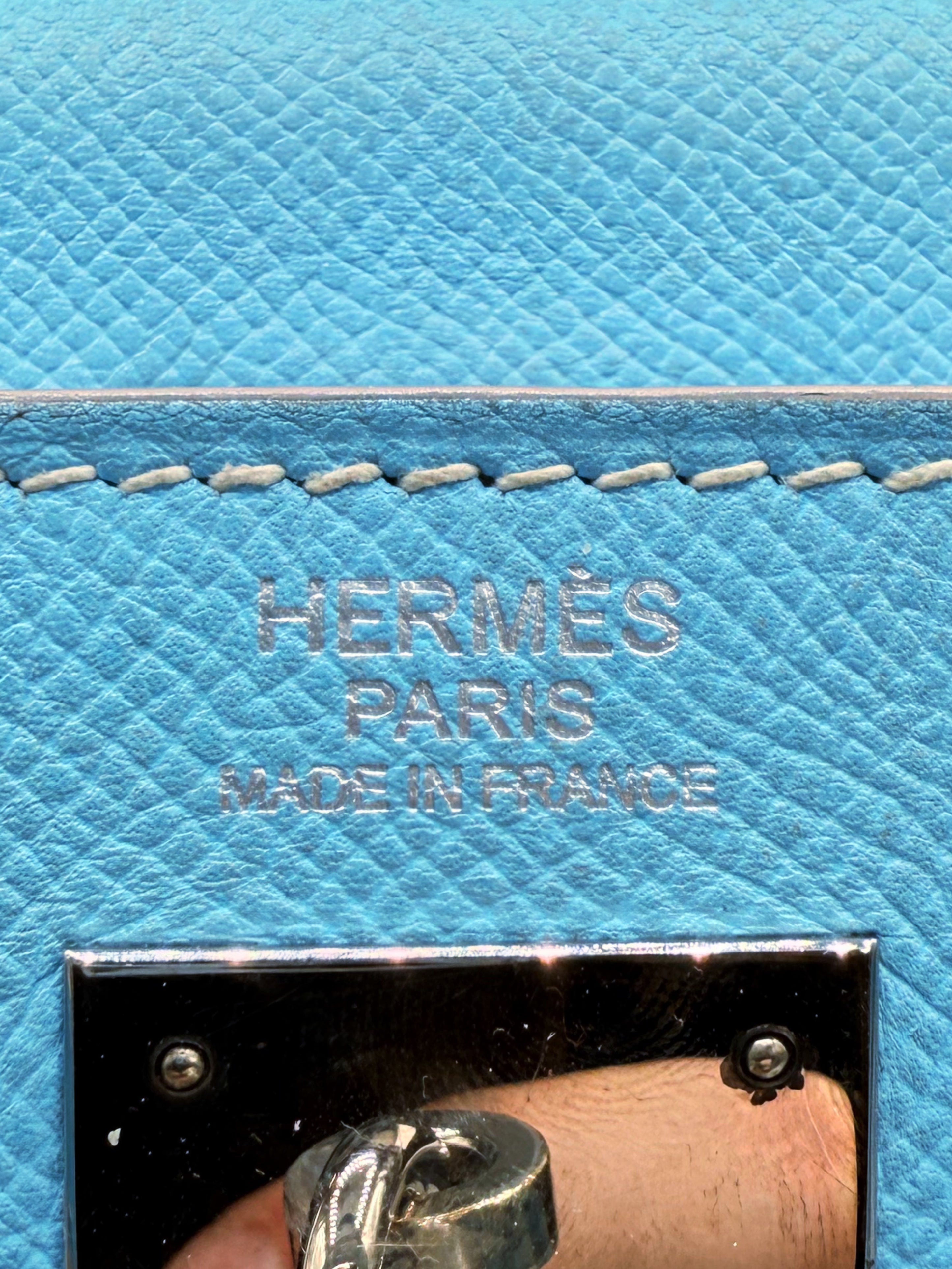AW11 Hermès Kelly 32 Retourne Candy Bleu Celeste Hand Bag