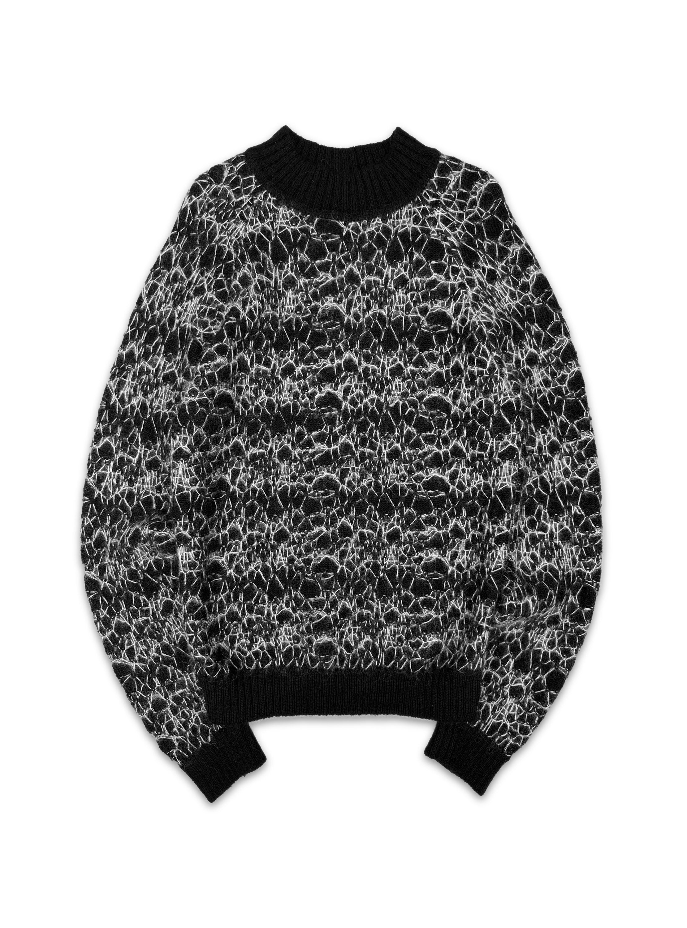 Saint Laurent Paris ‘Spiderweb’ Wool Loose Gauge Knitted Sweater