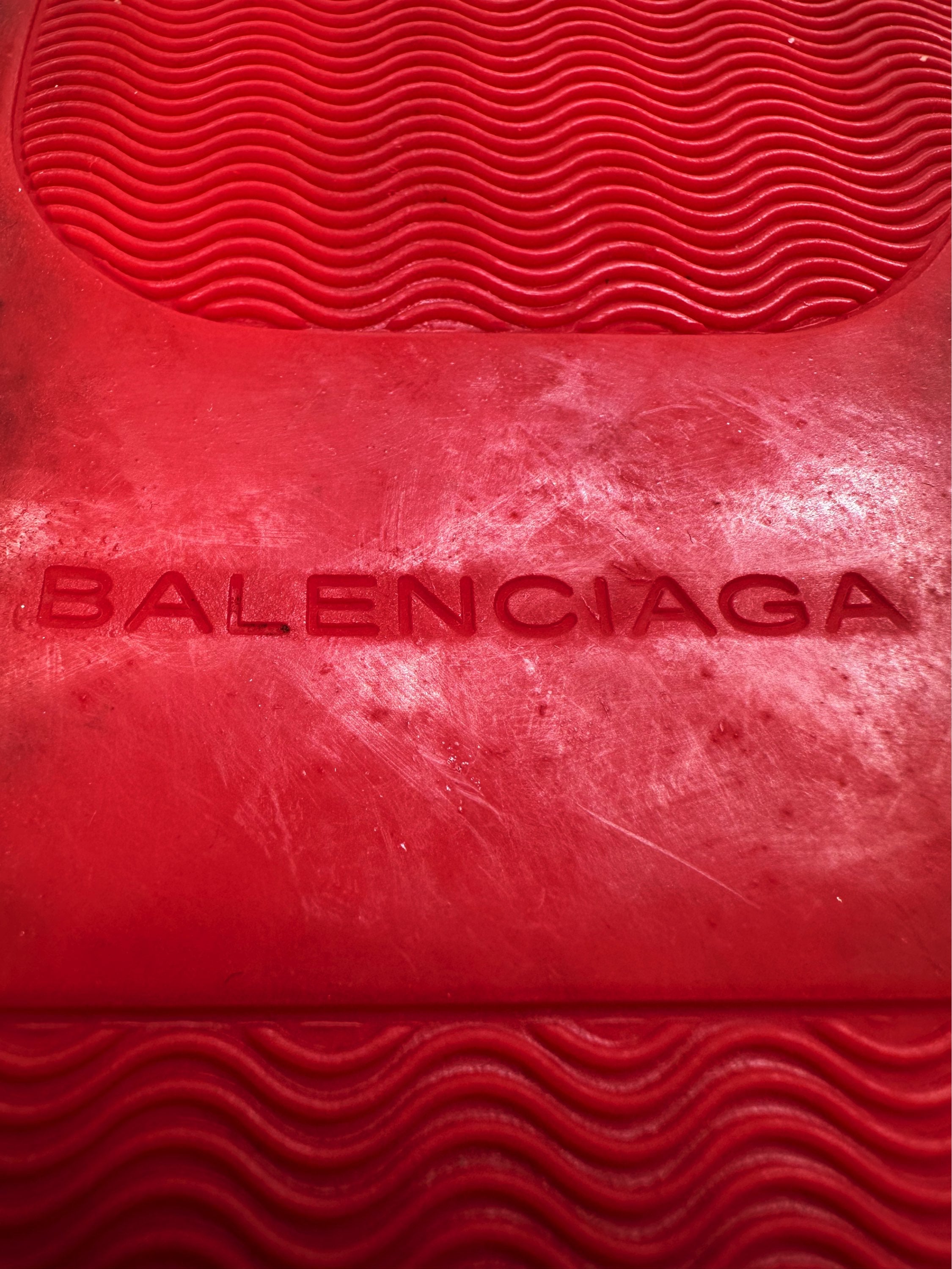 Balenciaga Pleated Arena Hi-top Cherry Red Sneakers