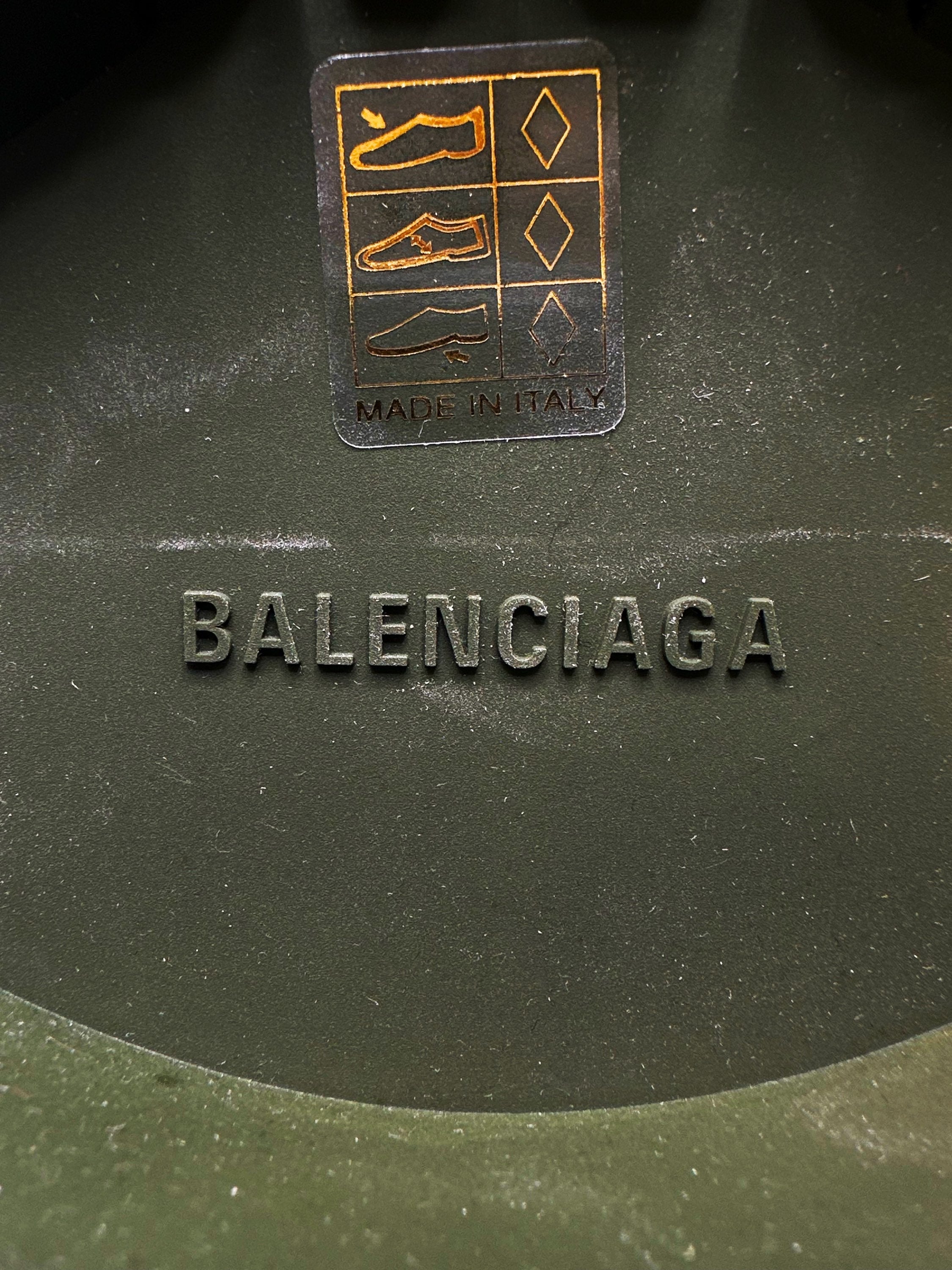 Balenciaga Olive Green Rubber ‘Trooper’ Boots