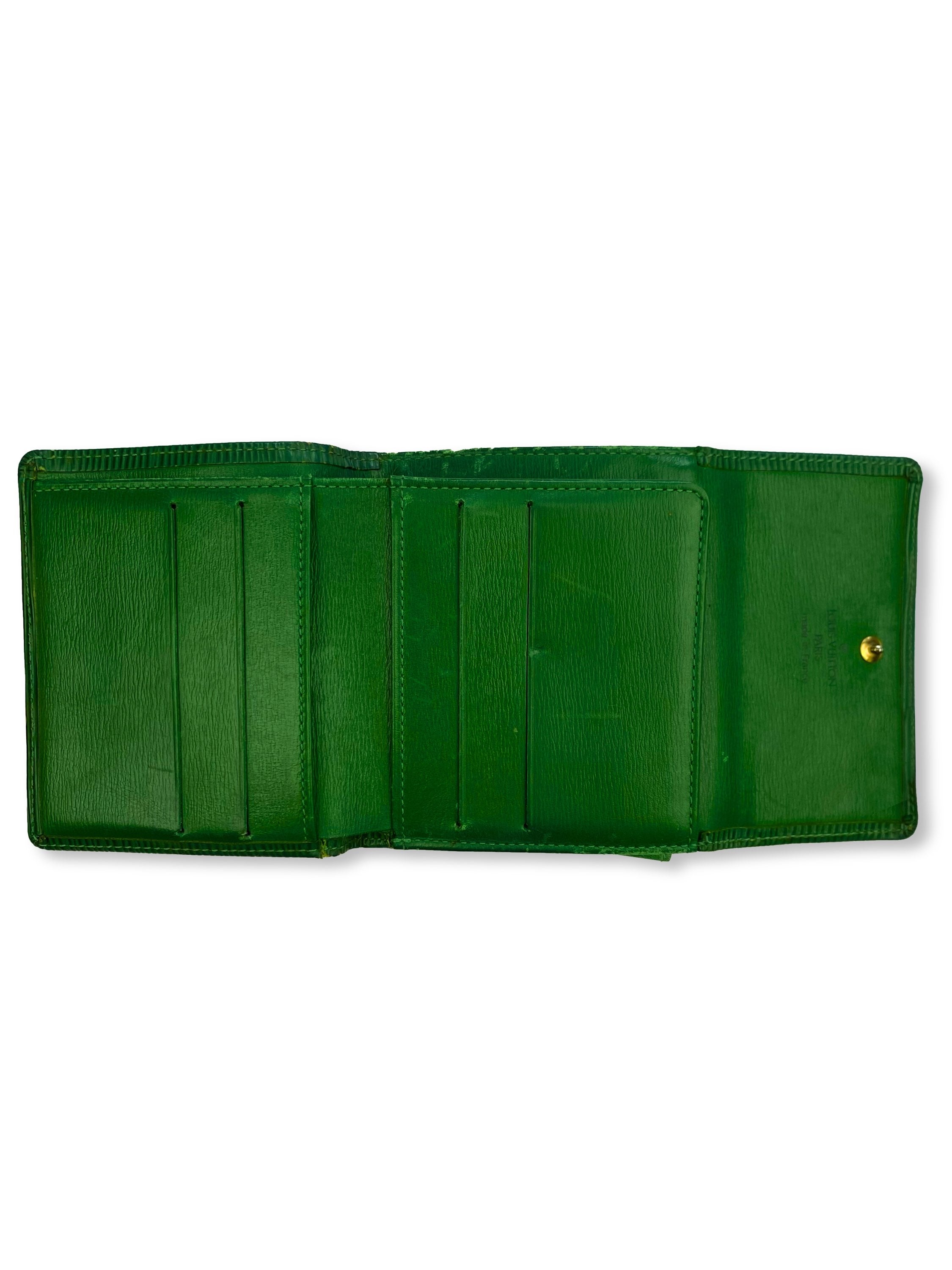 Louis Vuitton Epi Pine Green Embossed LV Tri Fold Wallet