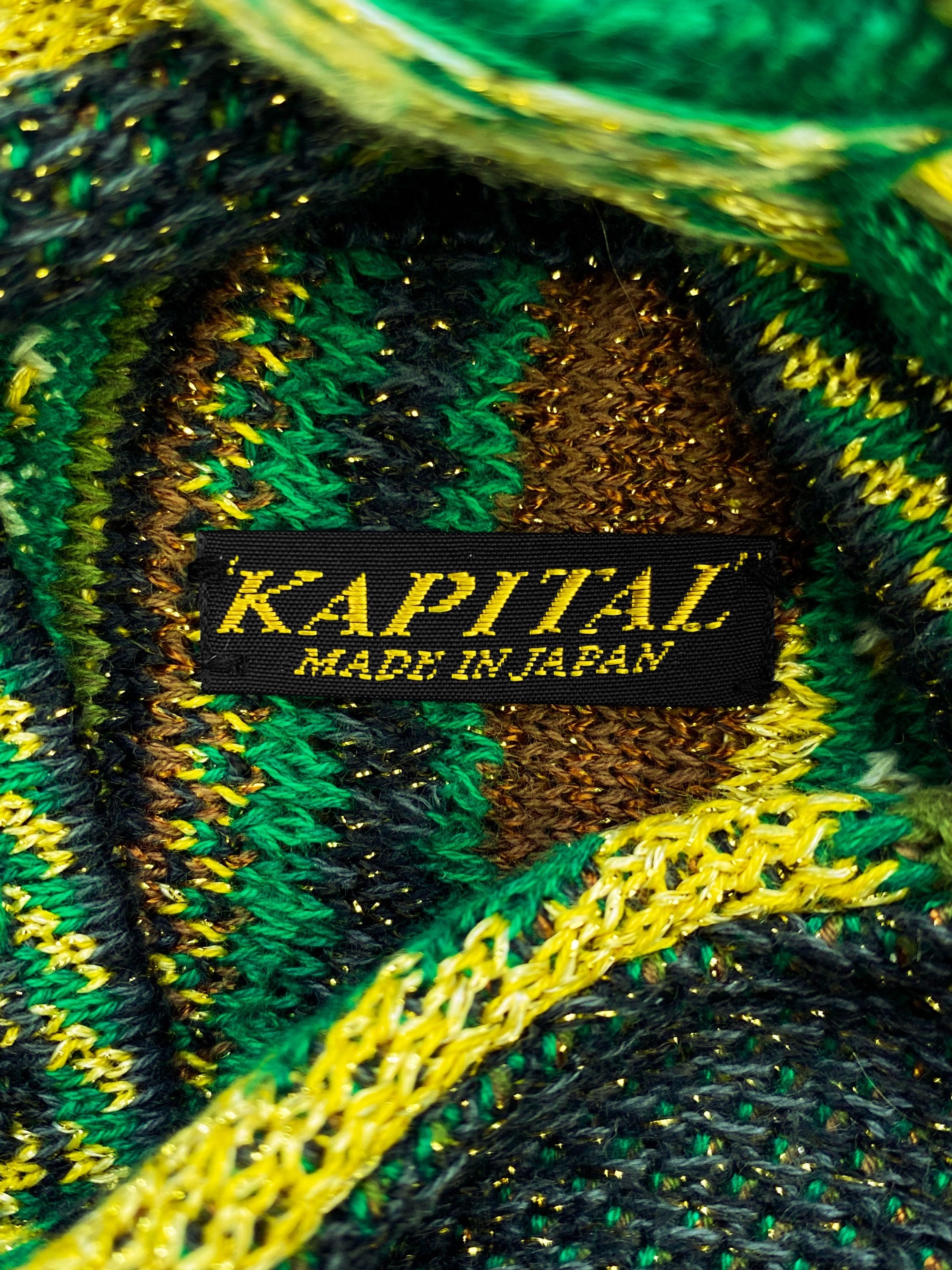 FW22 Kapital ‘Virgin Maria’ Rasta Ainu Gaudy 7G Knitted Sweater