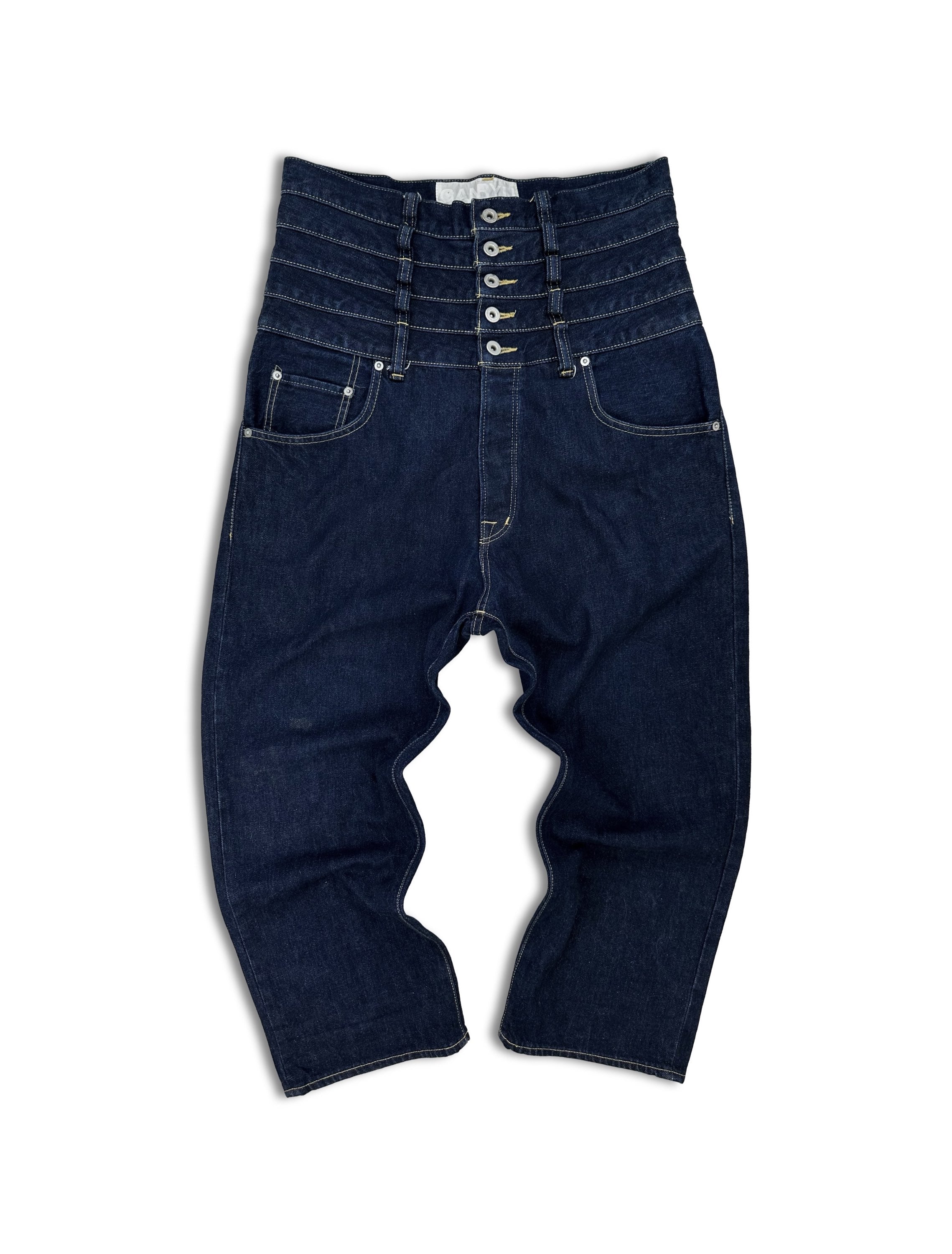 AW12 Ganryu ‘Quintuple Waistband’ Stacked Wide Cut Denim