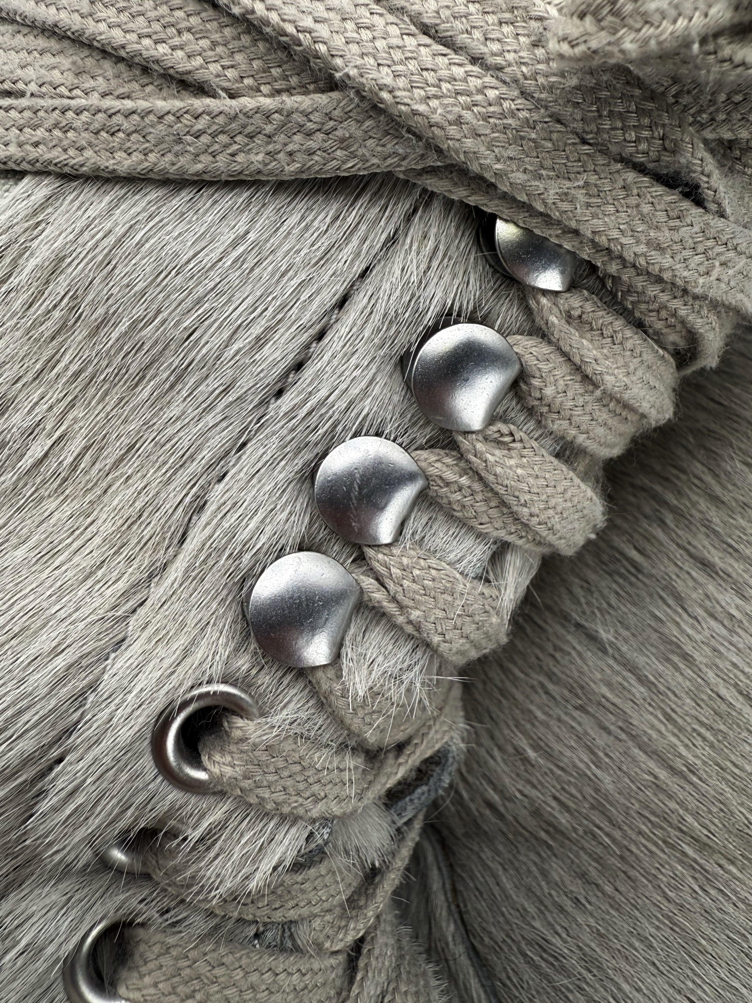 Rick Owens x Dr.Martens ‘Calf Hair’ Hi-top Light Grey Side Zip Boots