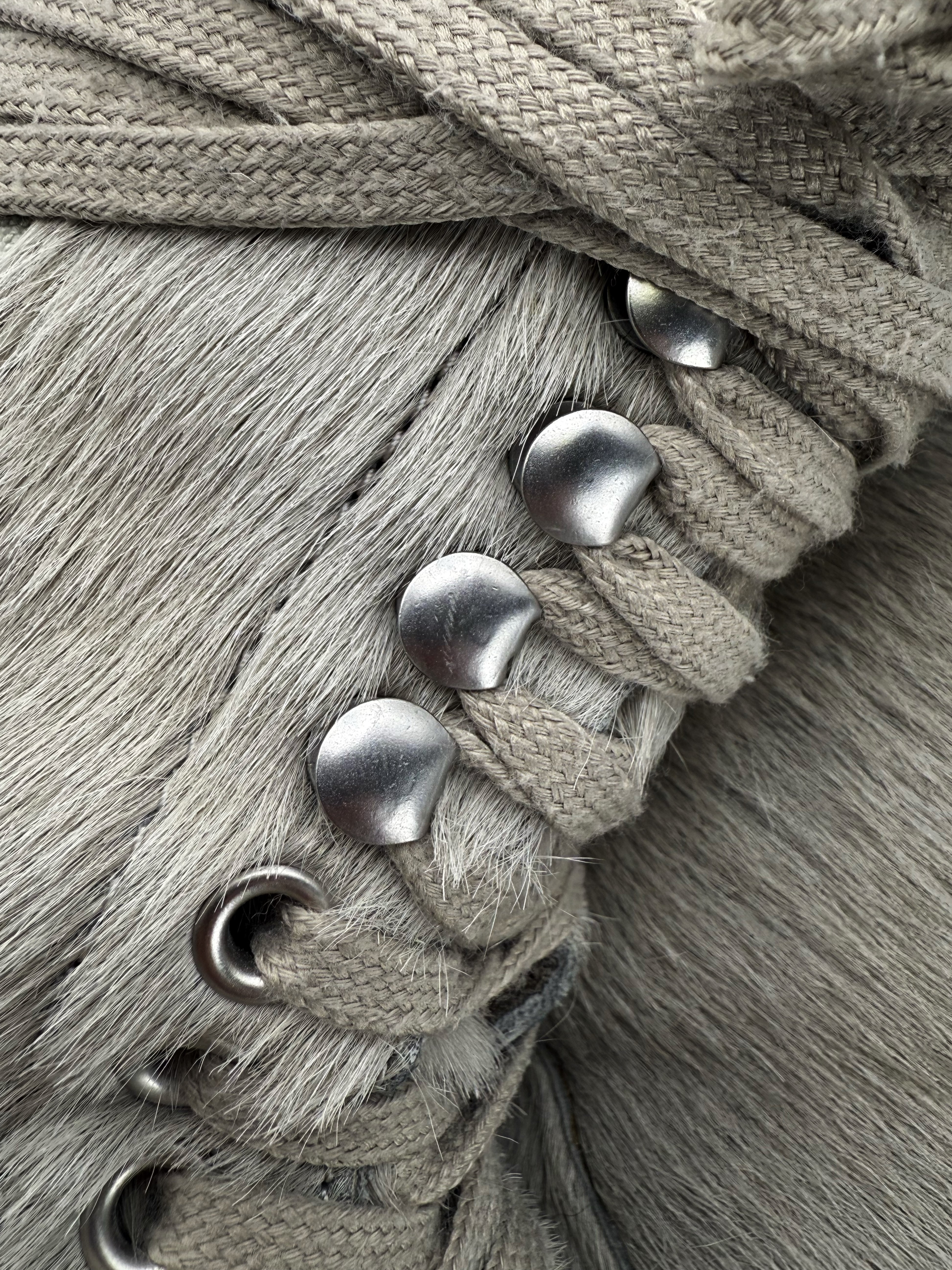 Rick Owens x Dr.Martens ‘Calf Hair’ Hi-top Light Grey Side Zip Boots