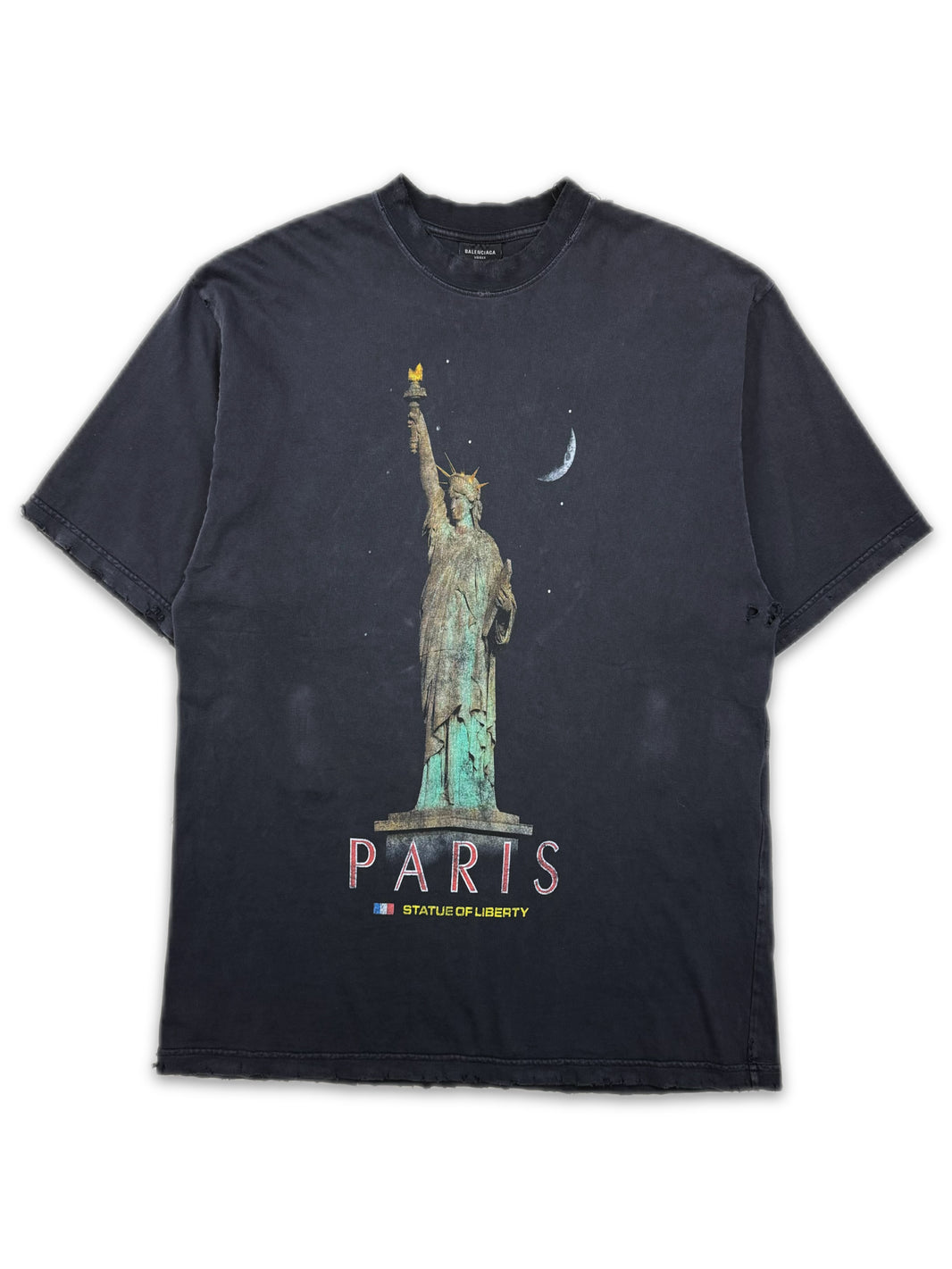 SS24 Balenciaga Paris Statue of Liberty Distressed T-Shirt