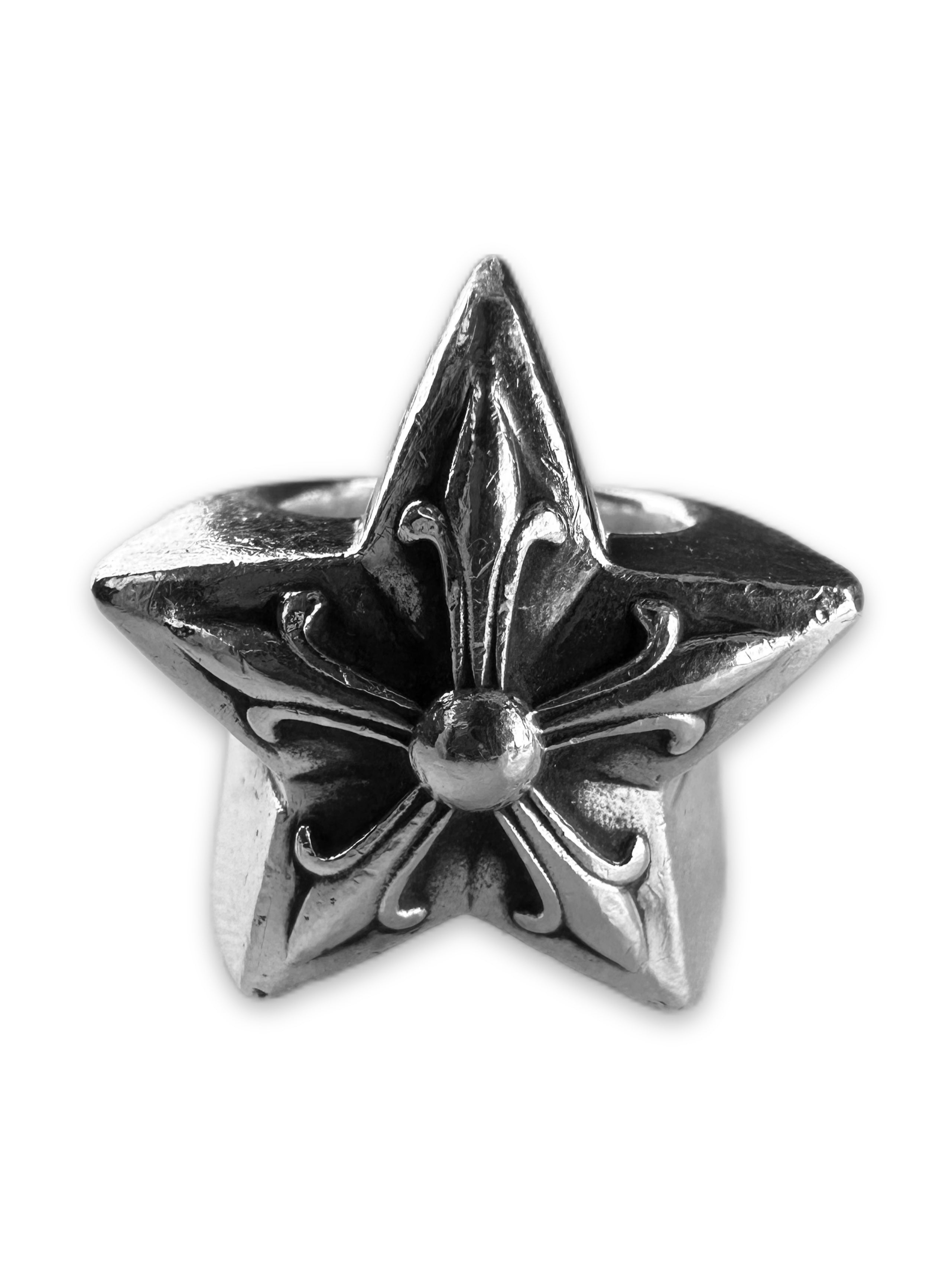 Chrome Hearts ‘5 Point Star’ .925 Silver XL Etched Ring