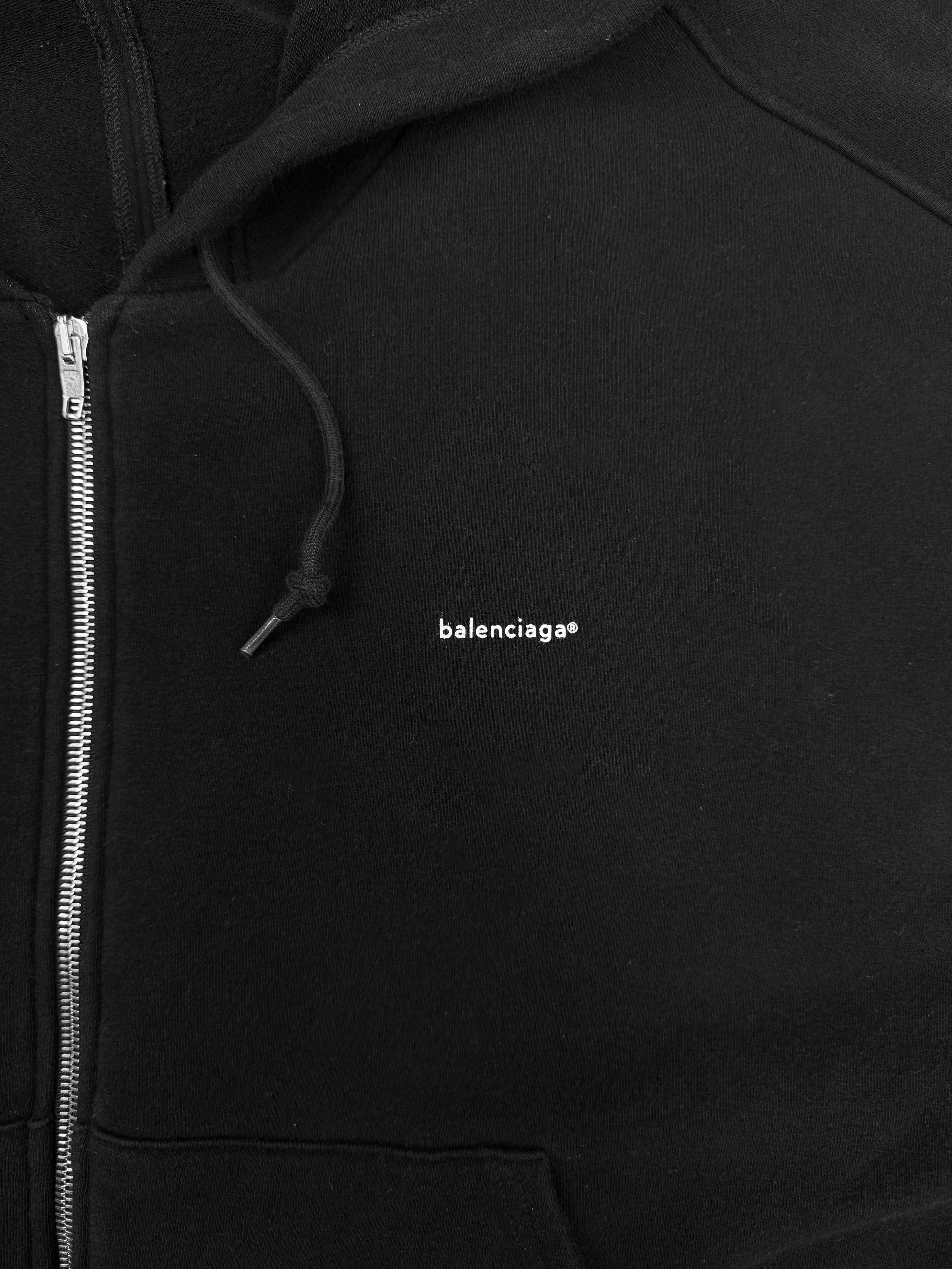 AW17 Balenciaga Mini Logo Zip-up Black Heavy Weight Hoodie