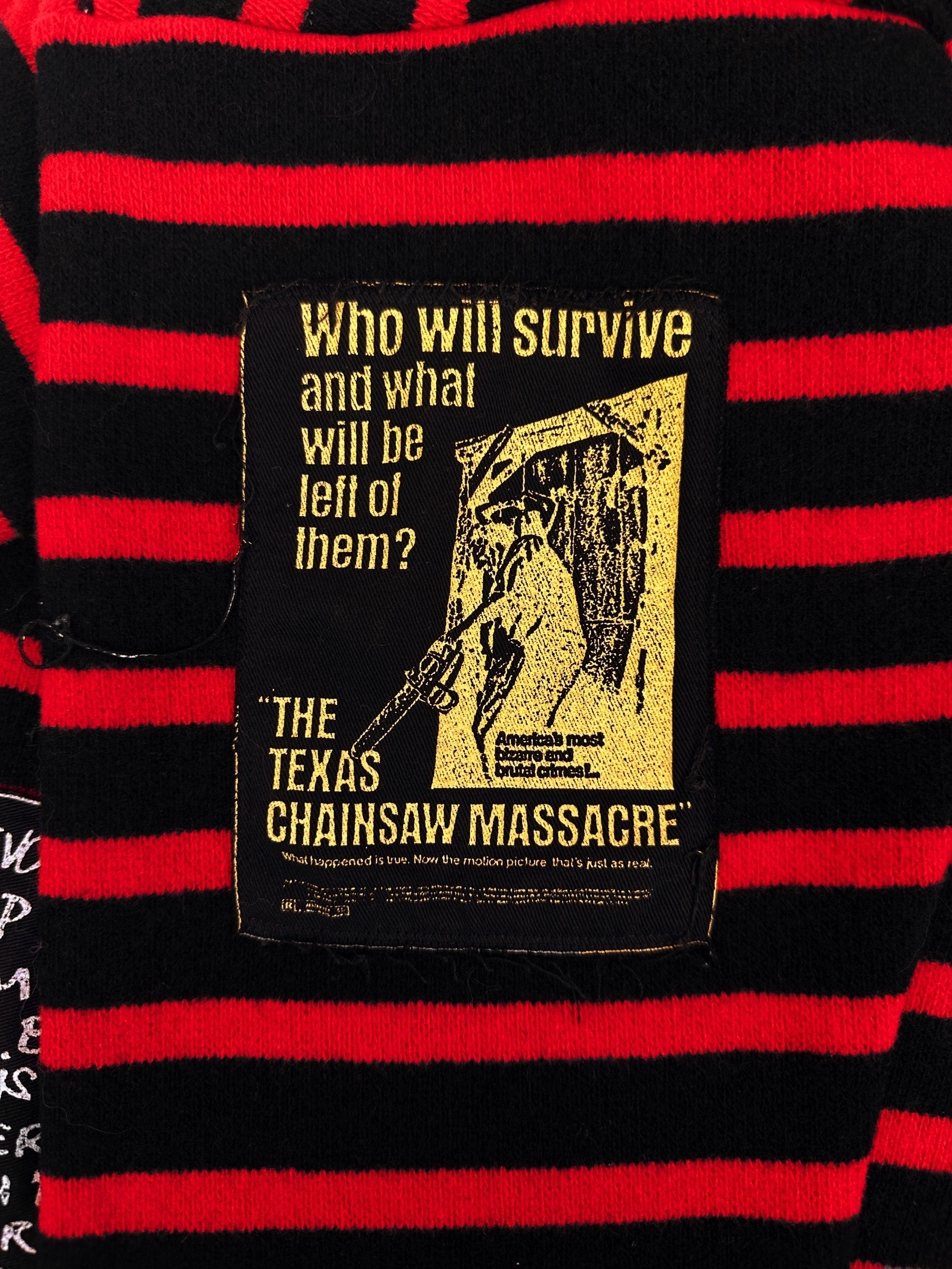 AW01 Raf Simons ‘Riot, Riot, Riot’ Patch Striped Turtleneck Sweater