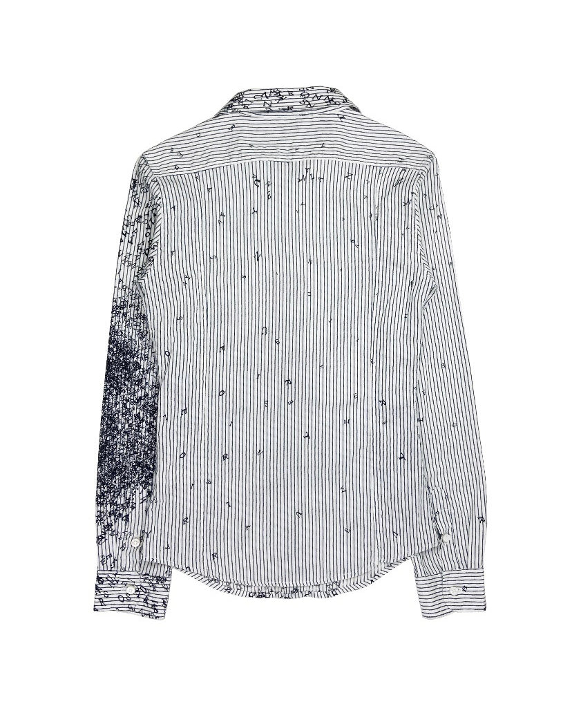 Bottega Veneta Scattered Alphabet Pinstripe Button Up Shirt