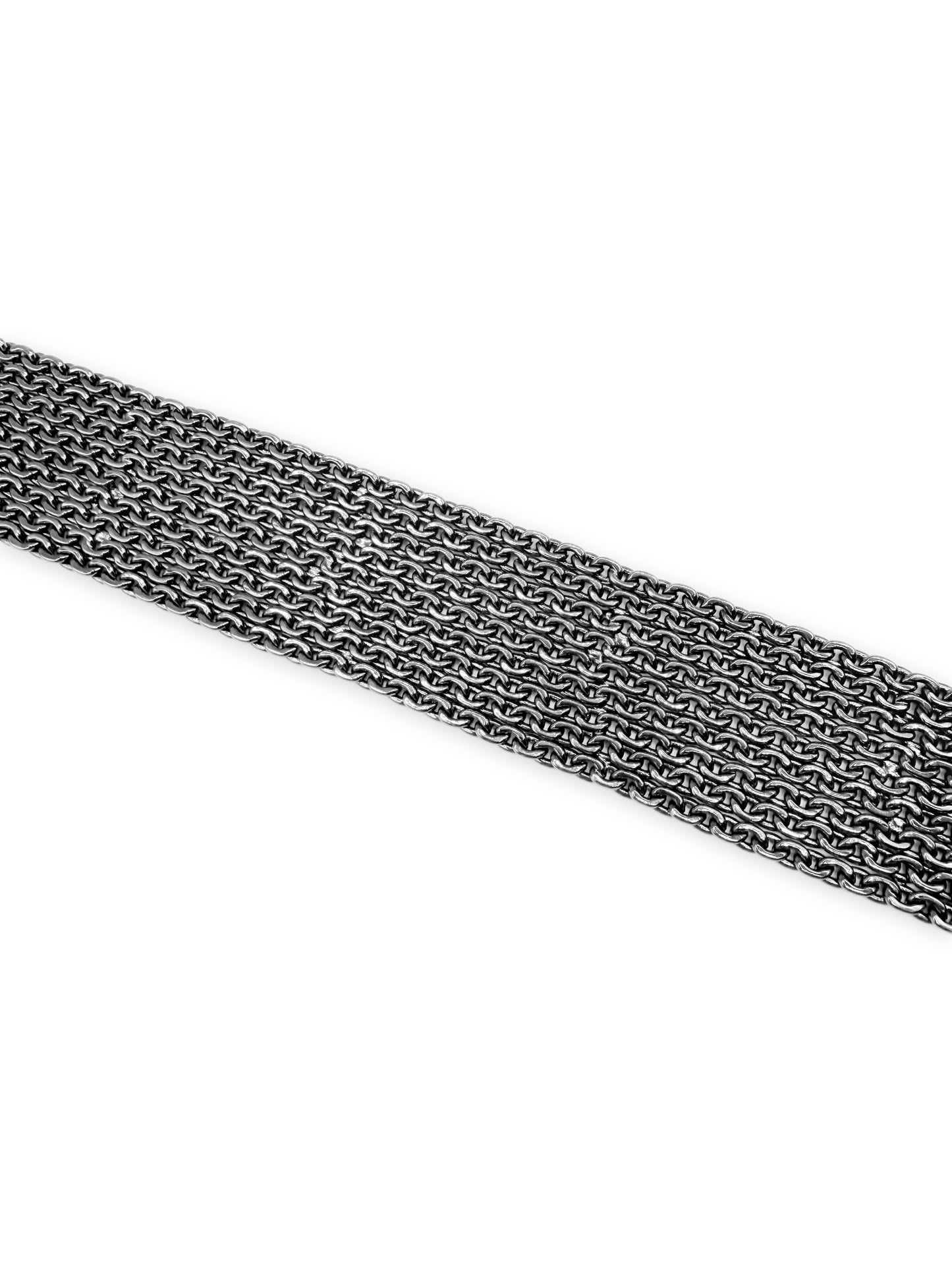 2007 Chanel Chain Mail 9 Row Silver Square Buckle Belt