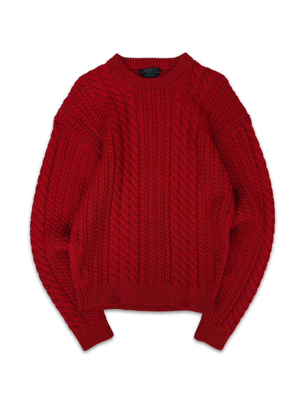 AW17 Prada Cherry Red ‘Cable Knit’ Sweater