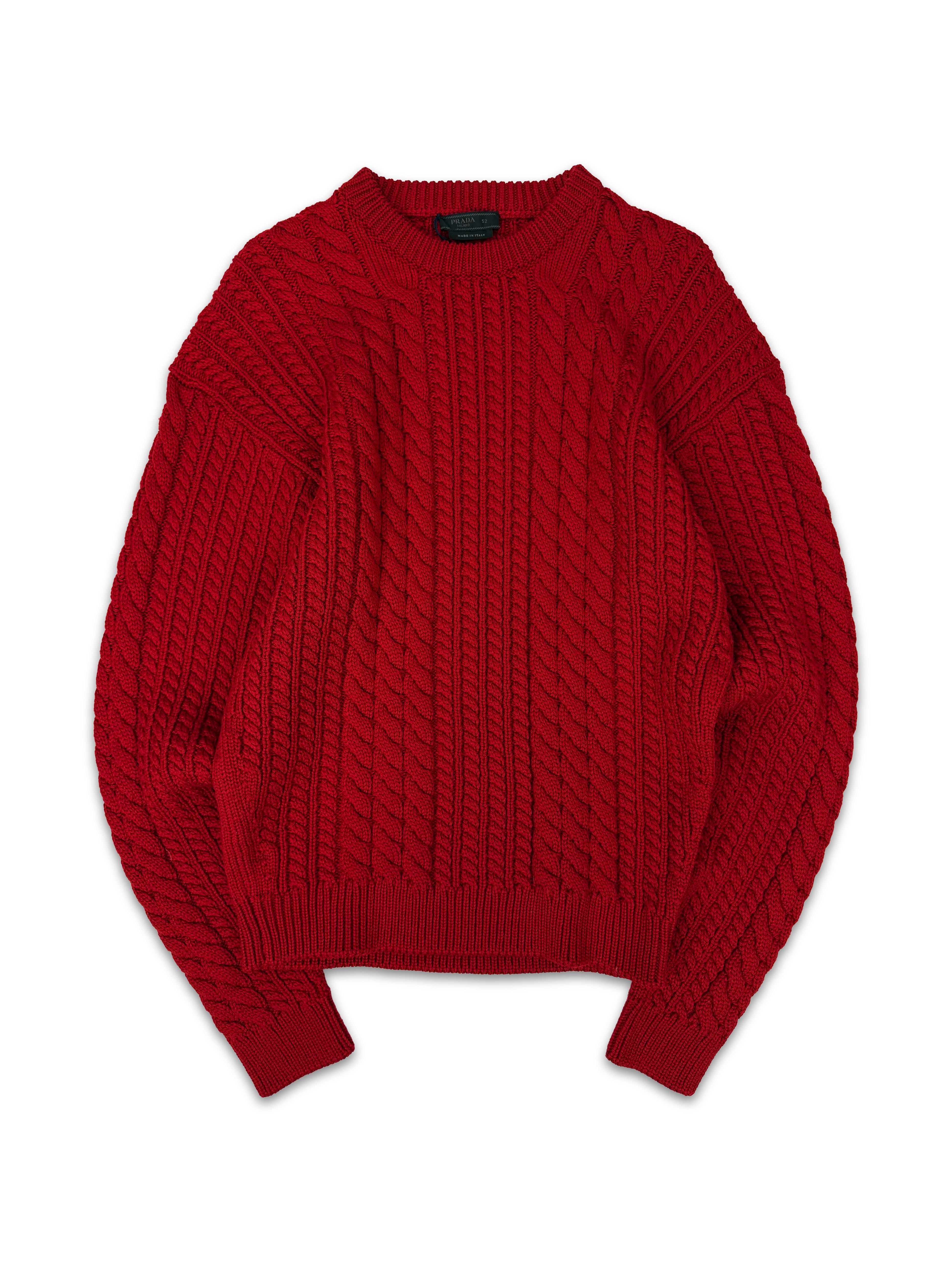 AW17 Prada Cherry Red ‘Cable Knit’ Sweater